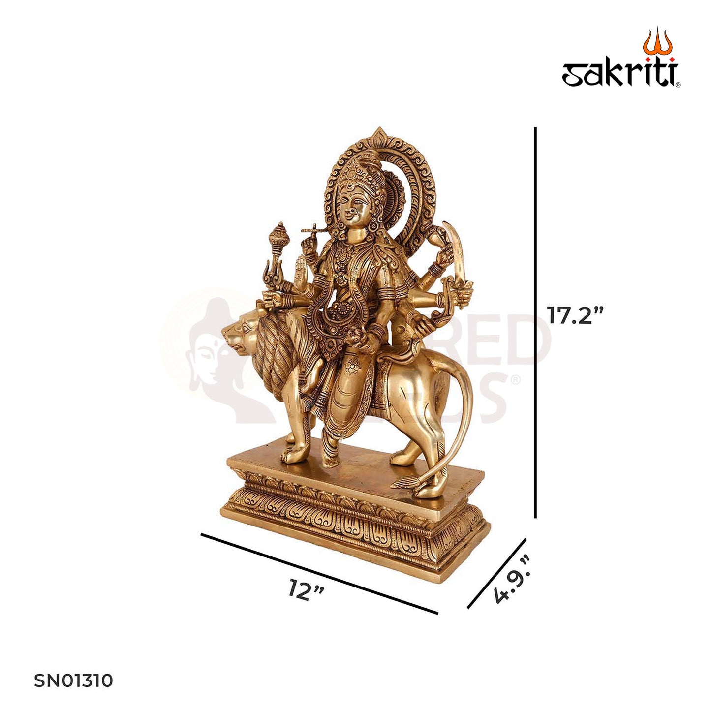 Brass Durga – 17.2 Inch Warrior Goddess Idol for Navratri, Strength & Protection