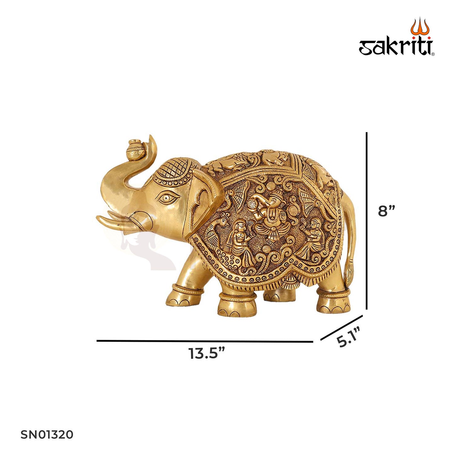 Brass Elephant – 8 Inch Decorative Elephant Statue for Vastu and Home Entrance