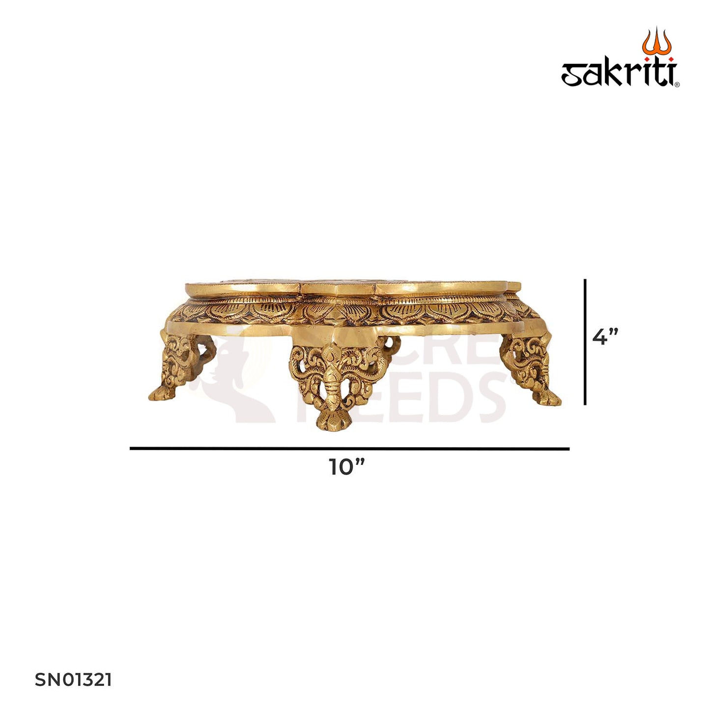 Brass Rectangle Table – 4 Inch Miniature Table for Idols, Decor or Ritual Use
