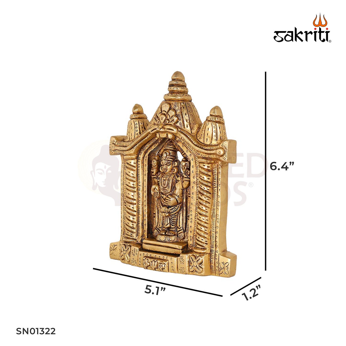 Brass Balaji with Arch – 6.4 Inch Lord Venkateswara Idol with Temple Arch for Pooja