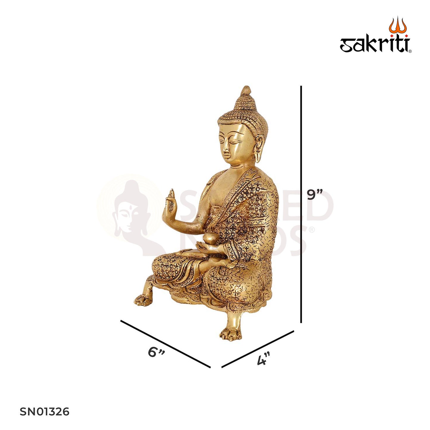 Brass Buddha – 9 Inch Seated Buddha Idol for Peaceful Meditation Decor