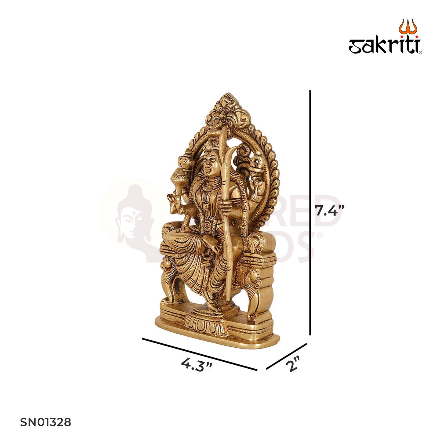 Brass Raja Rajeswari Amman – 7.4 Inch Devi Idol for Wealth, Wisdom, and Worship