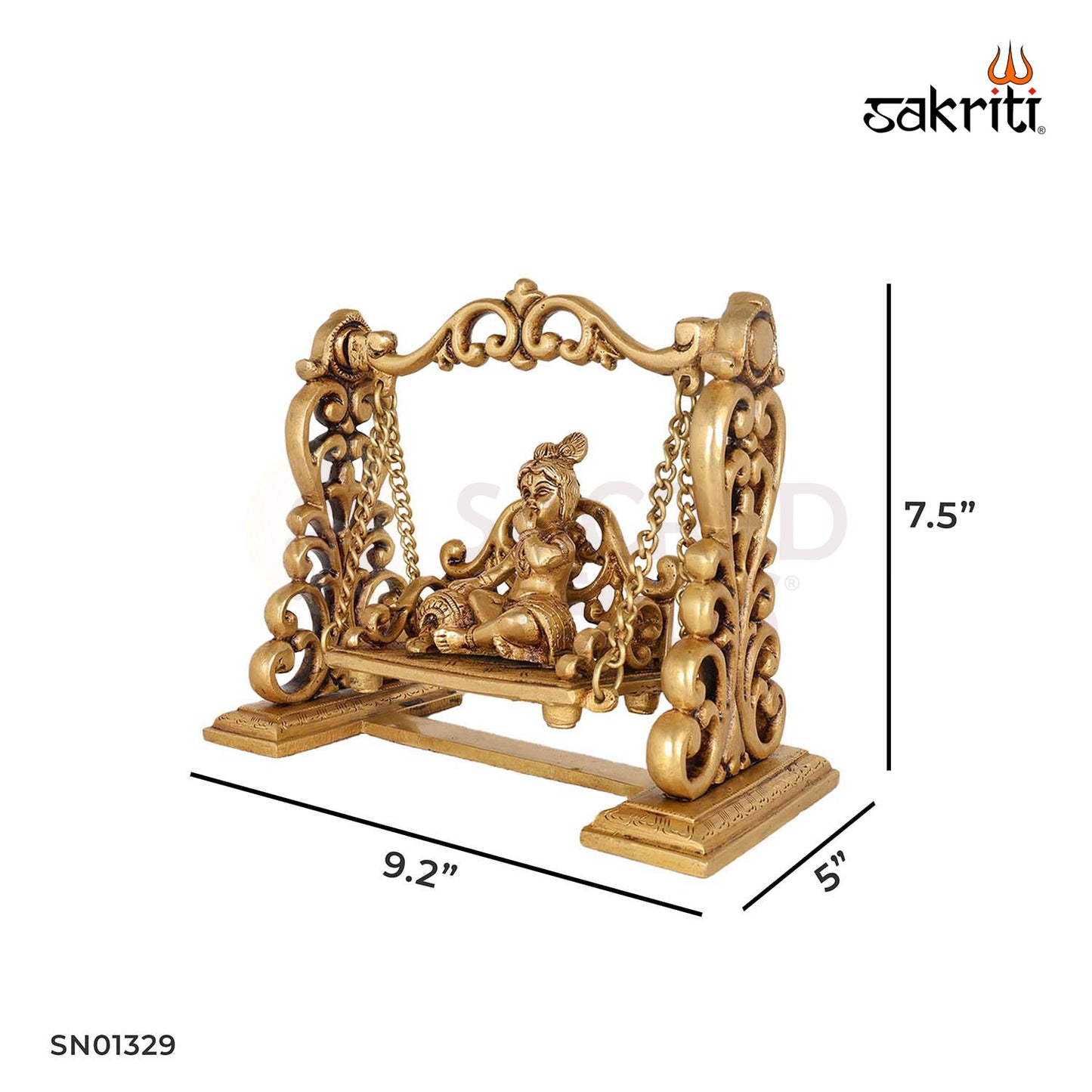 Brass Jhula – 7.5 Inch Decorative Swing for Krishna Idols or Home Pooja Altar