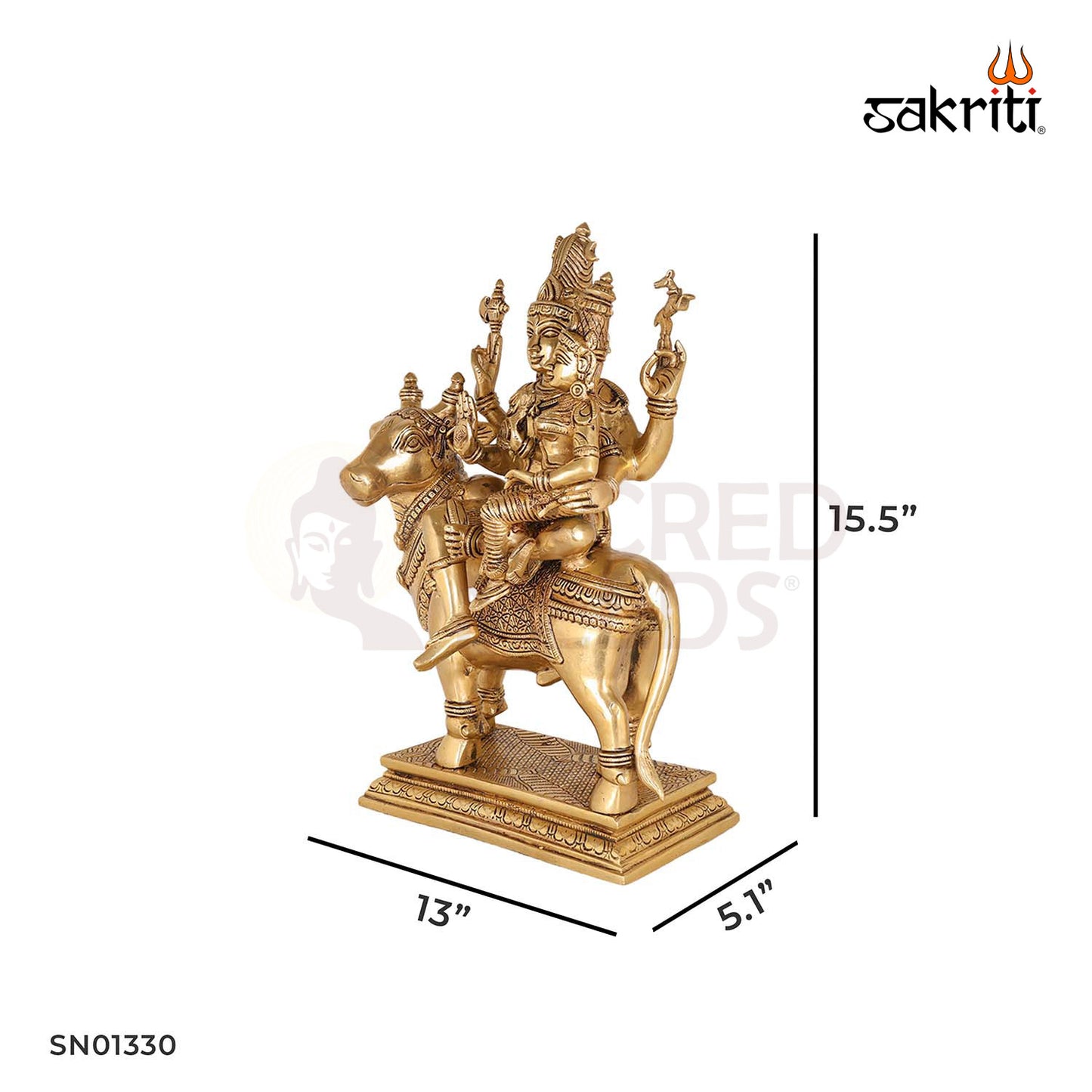 Brass Pradosham – 15.5 Inch Lord Shiva with Nandi Devotional Idol for Mondays and Auspicious Days