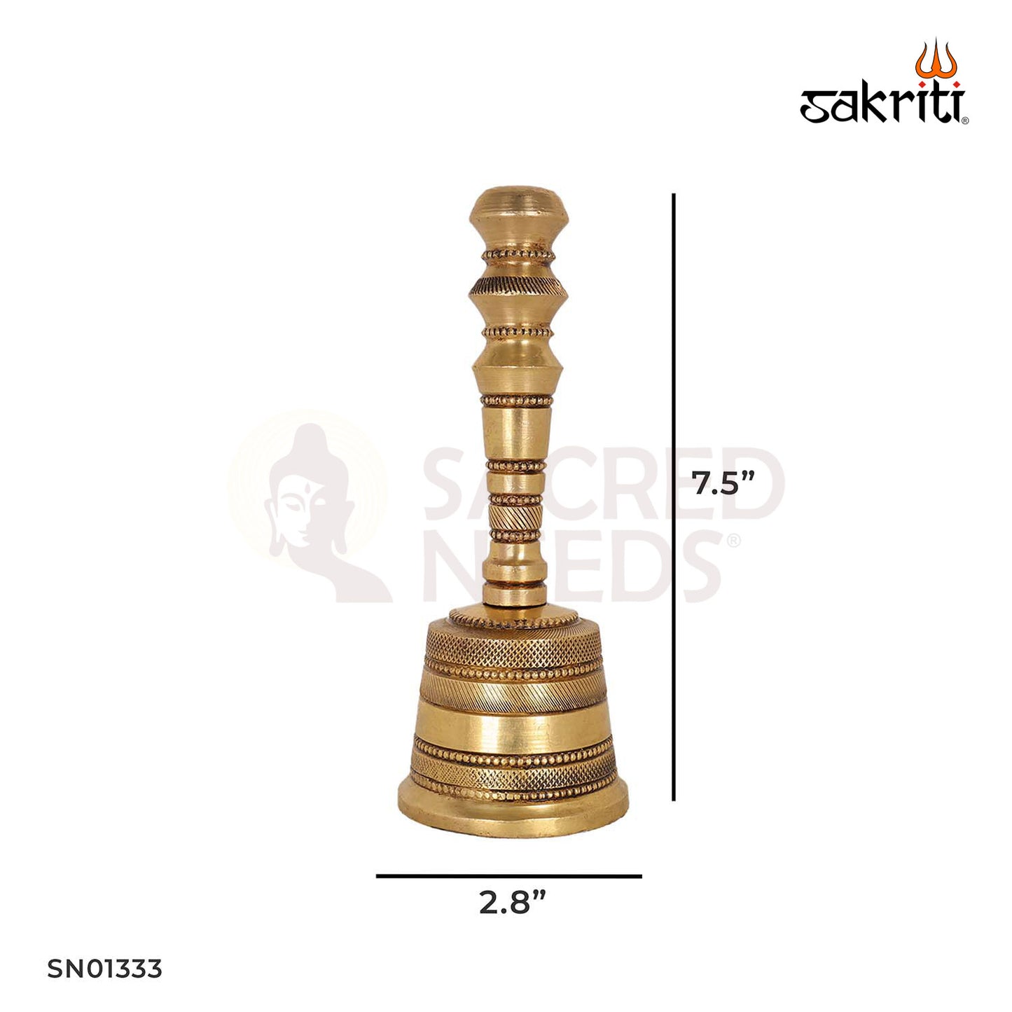 Brass Pooja Bell – 7.5 Inch Ritual Sound Bell for Mandir and Daily Worship