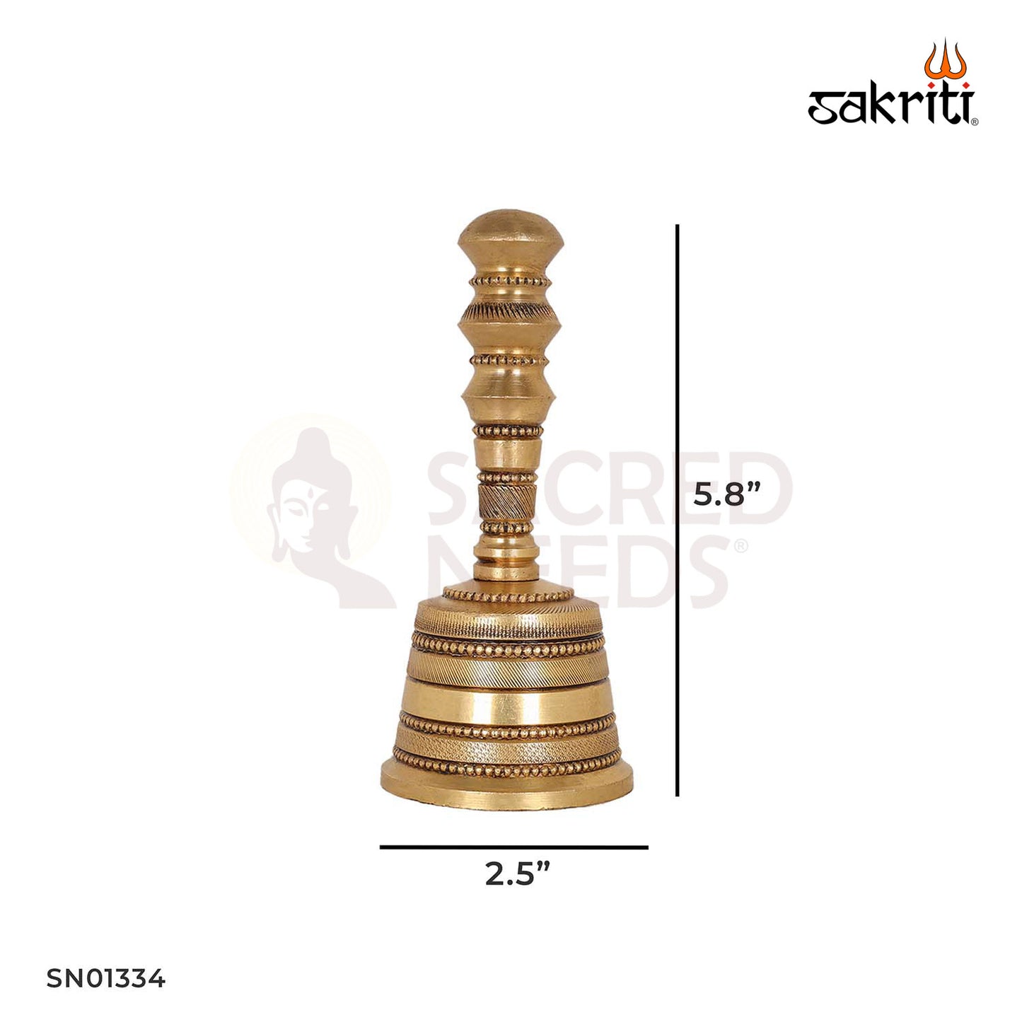 Brass Pooja Bell – 5.8 Inch Handheld Temple Bell for Rituals and Offerings