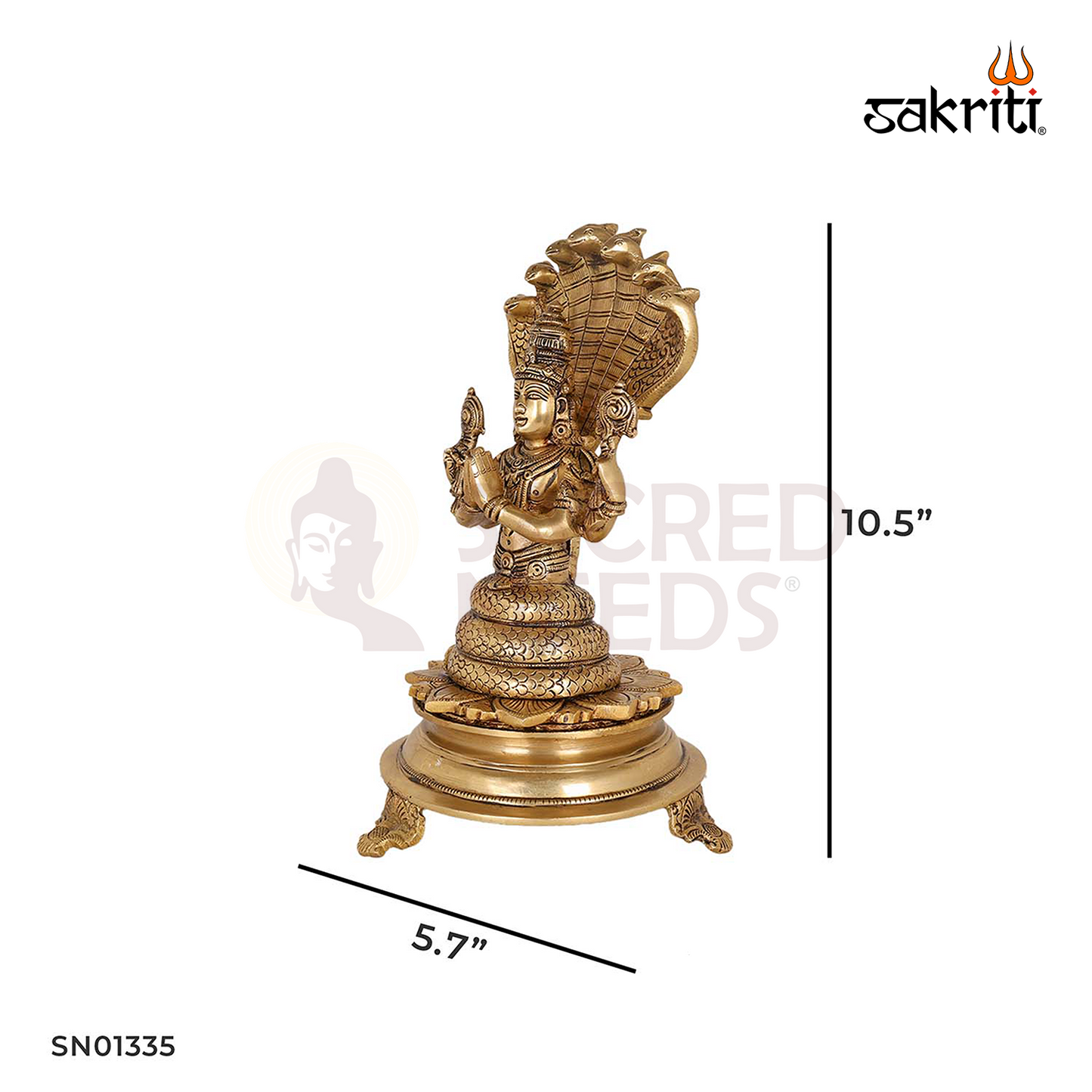 Brass Pathanjali Amman – 10.5 Inch Yogic Deity Brass Idol for Meditation and Healing