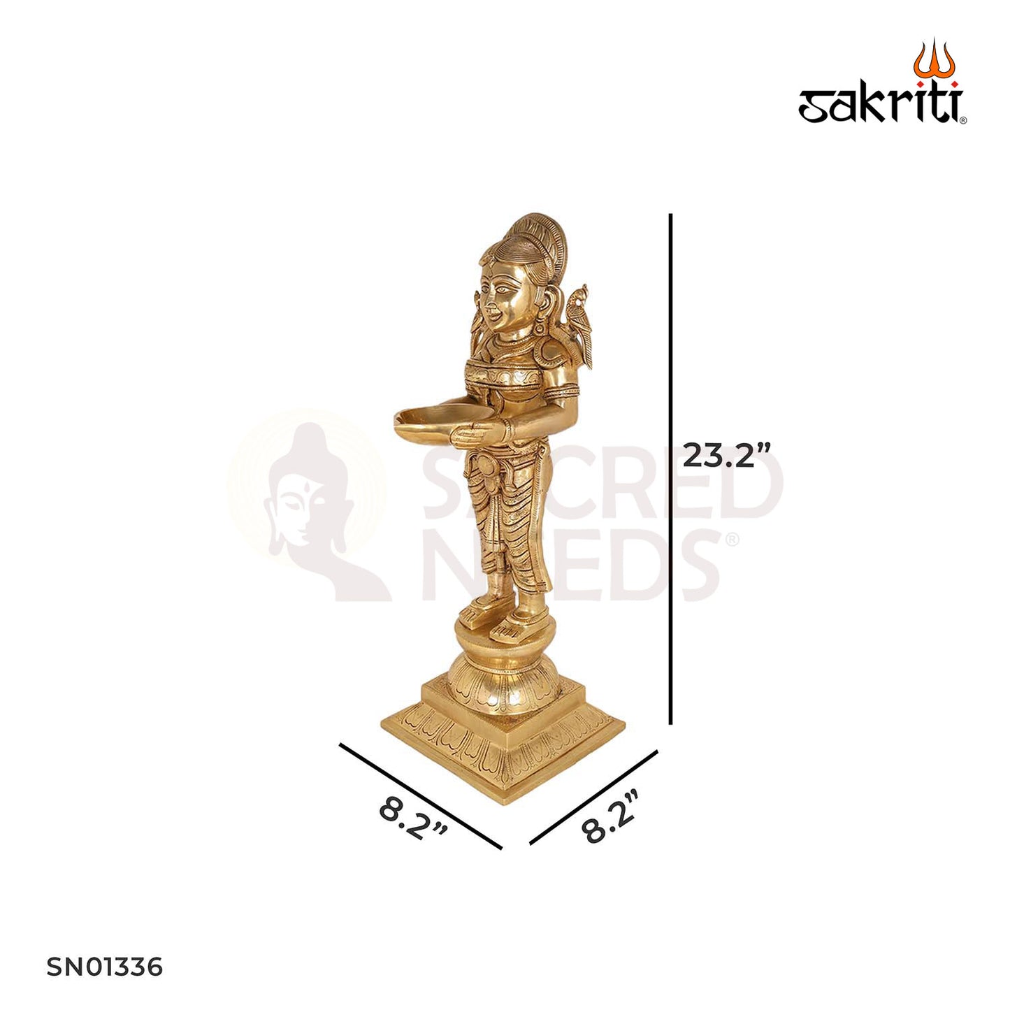 Brass Pavai Vilakku – 23.2 Inch Large Standing Deepam for Temples and Grand Rituals
