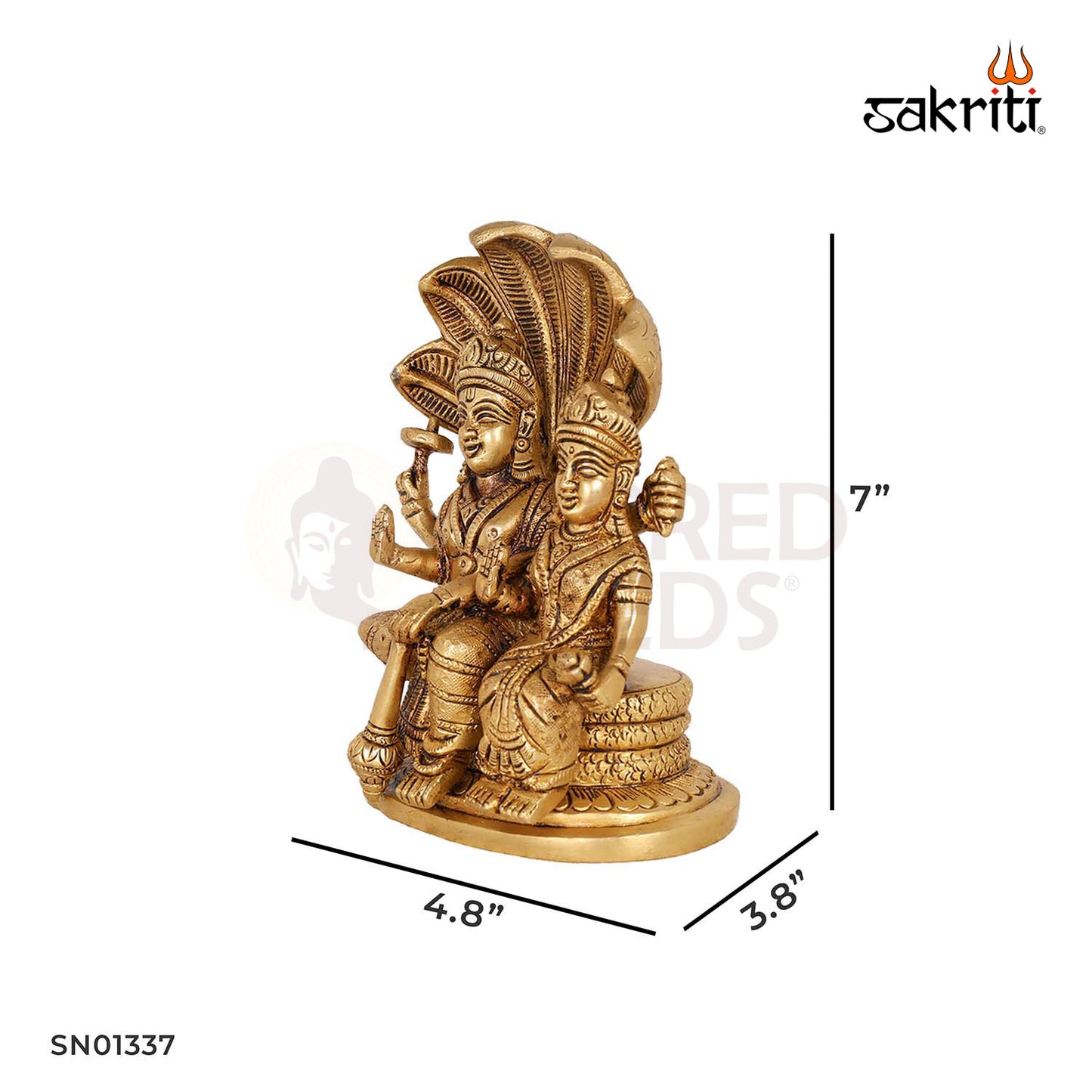 Brass Vishnu Lakshmi – 7 Inch Divine Couple Idol for Wealth and Harmony in Home