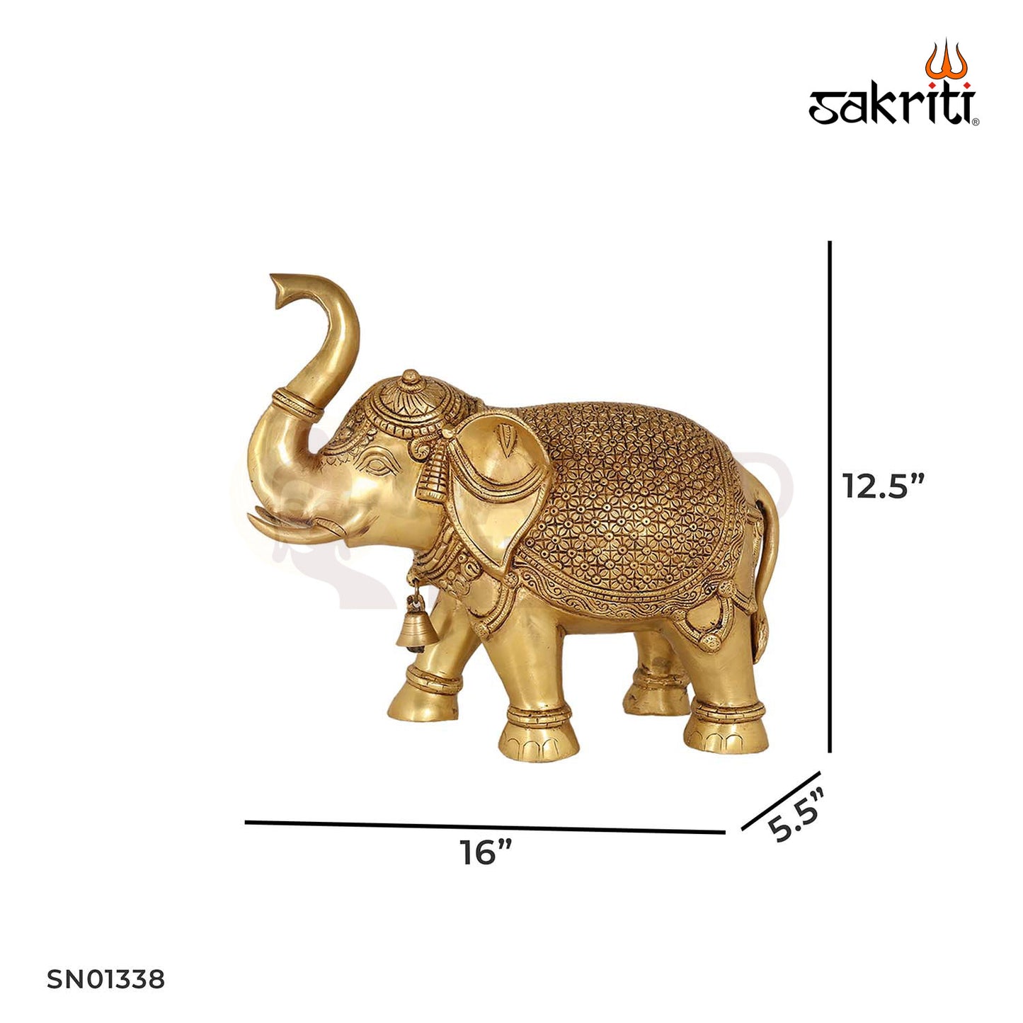 Brass Elephant – 12.5 Inch Large Decorative Elephant Statue for Home and Office Vastu