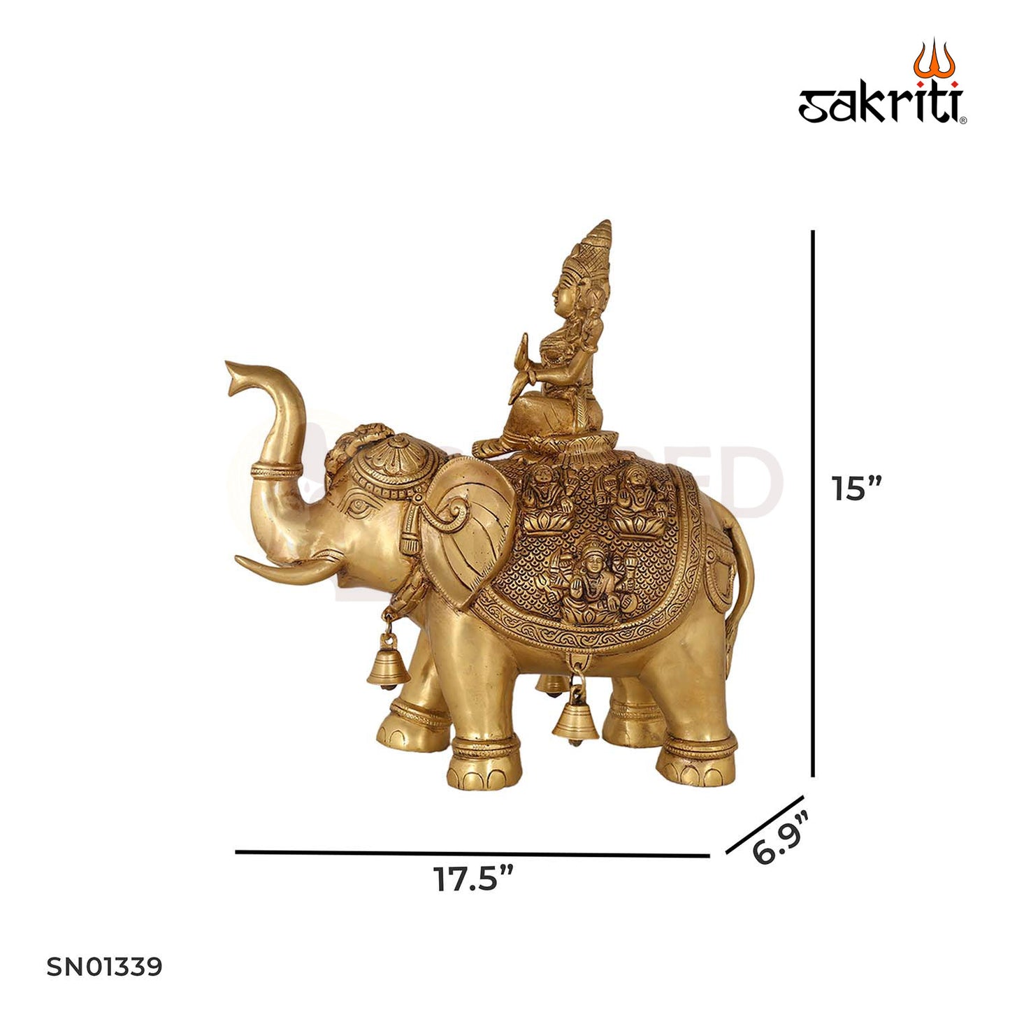 Brass Ashtalakshmi with Elephant – 15 Inch Prosperity Goddess Set with Elephants for Homes