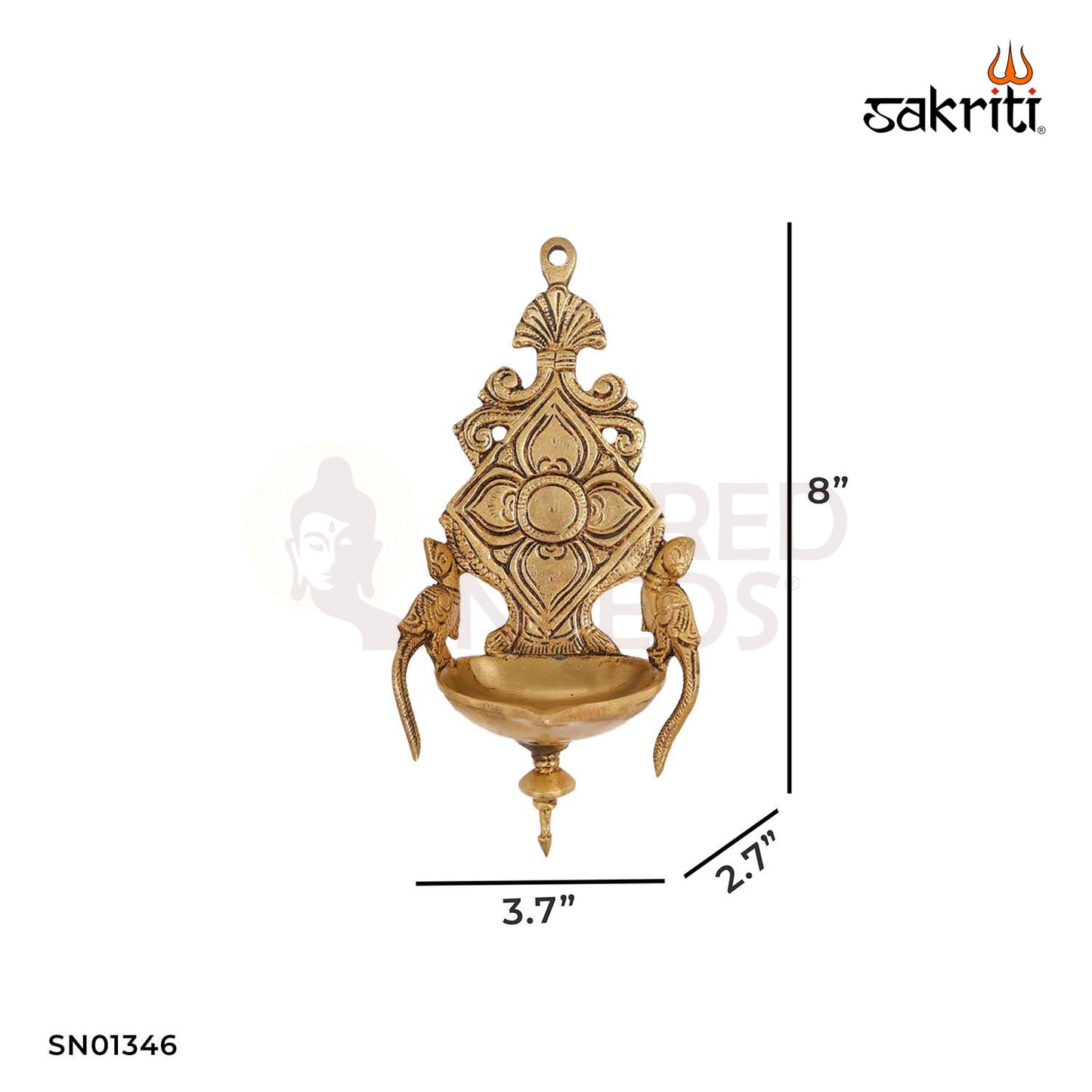 Wall Mounted Parrot with Deepam – 8 Inch Hanging Lamp with Parrot Design for South Indian Decor
