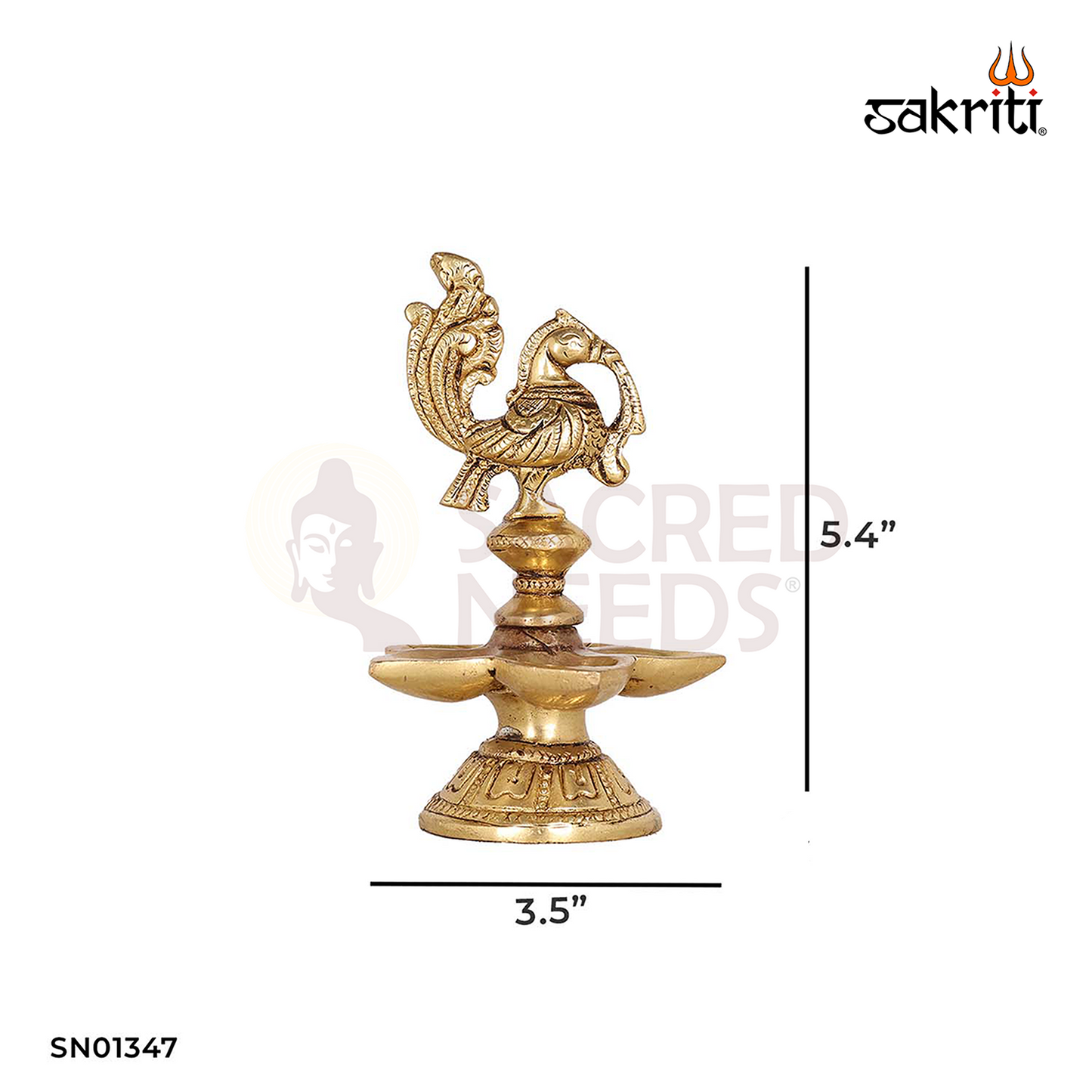 Brass Annam Vilakku 5Mukh – 5.4 Inch Five-Faced Swan Deepam for Auspicious Lighting