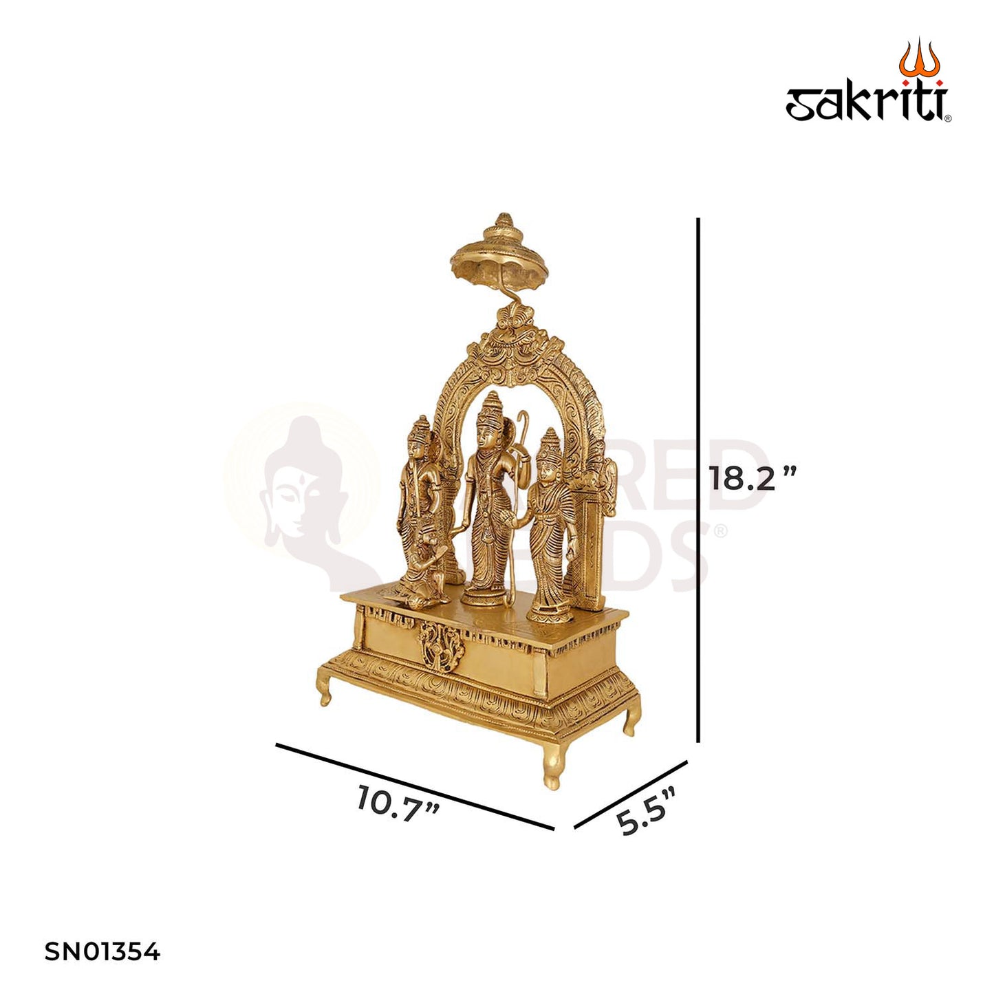 Brass Ram Darbar with Hanuman – 18.2 Inch Ram Sita Lakshman Idol Set