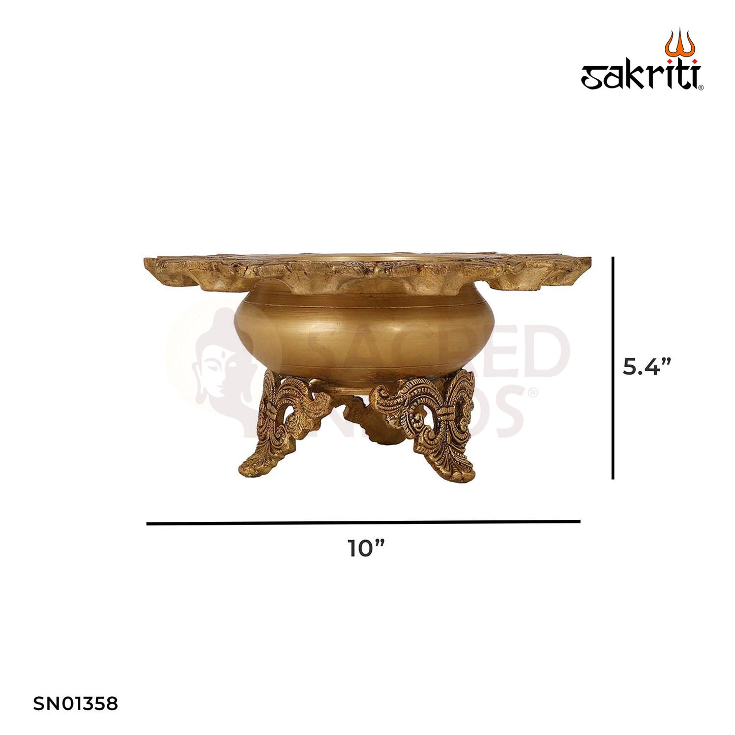Brass Lotus Urli Bowl for Floating Flowers – 10 Inch length Decorative Bowl