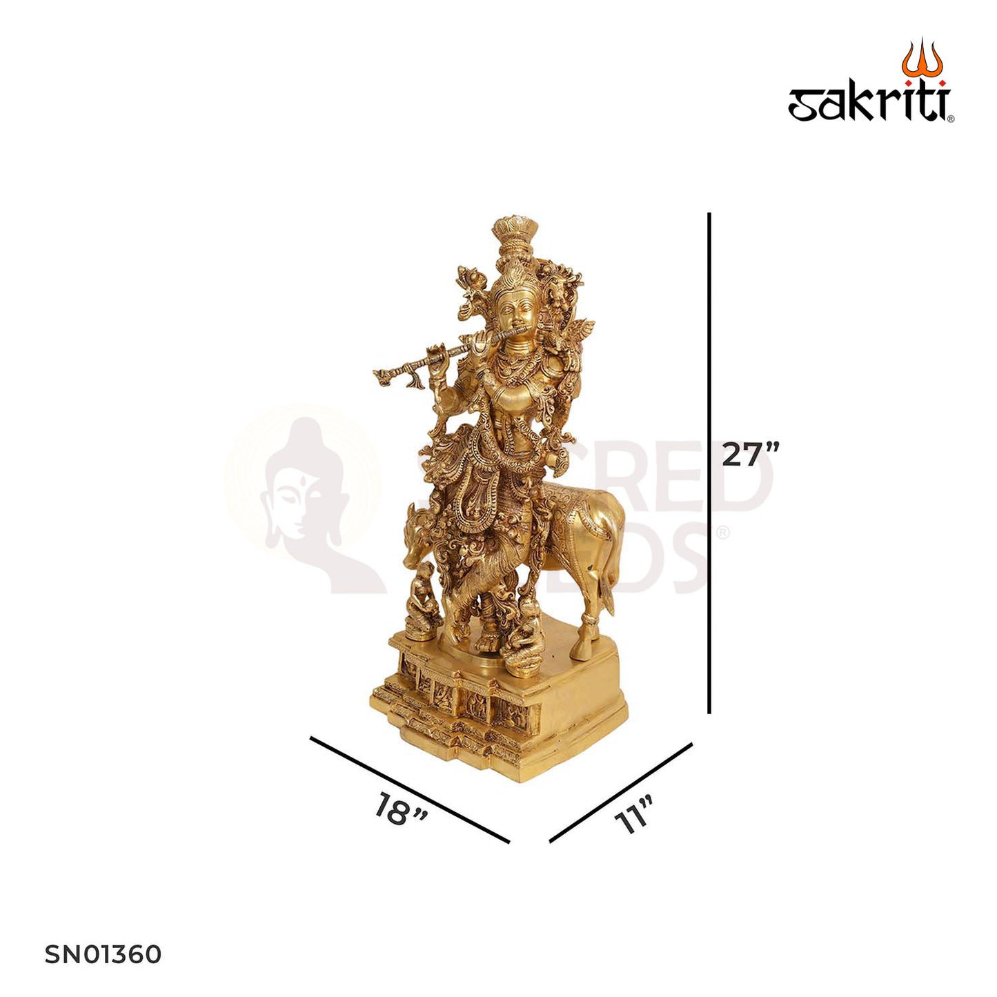 Brass Cow with Krishna – 27 Inch Bal Krishna with Cow Idol
