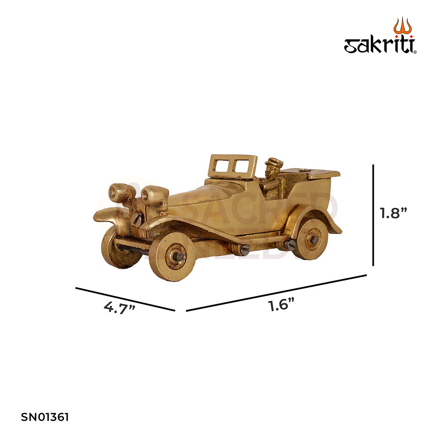 Brass Antique Car Model – 1.8 Inch Vintage Home Decor Showpiece