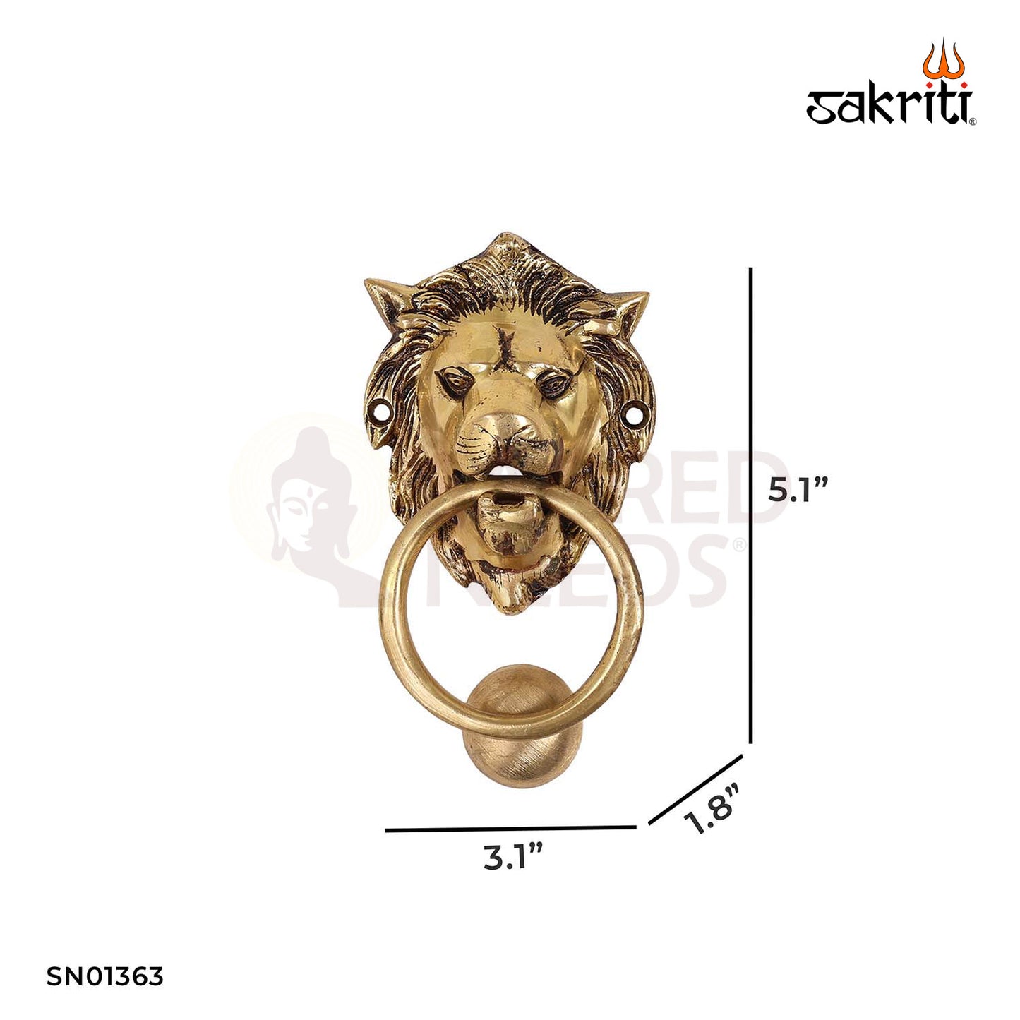 Brass Lion Door Knocker – 5.1 Inch Traditional Entrance Decor
