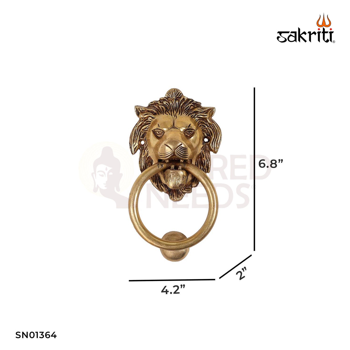 Brass Lion Door Knocker – 6.8 Inch Vintage Style Door Accessory