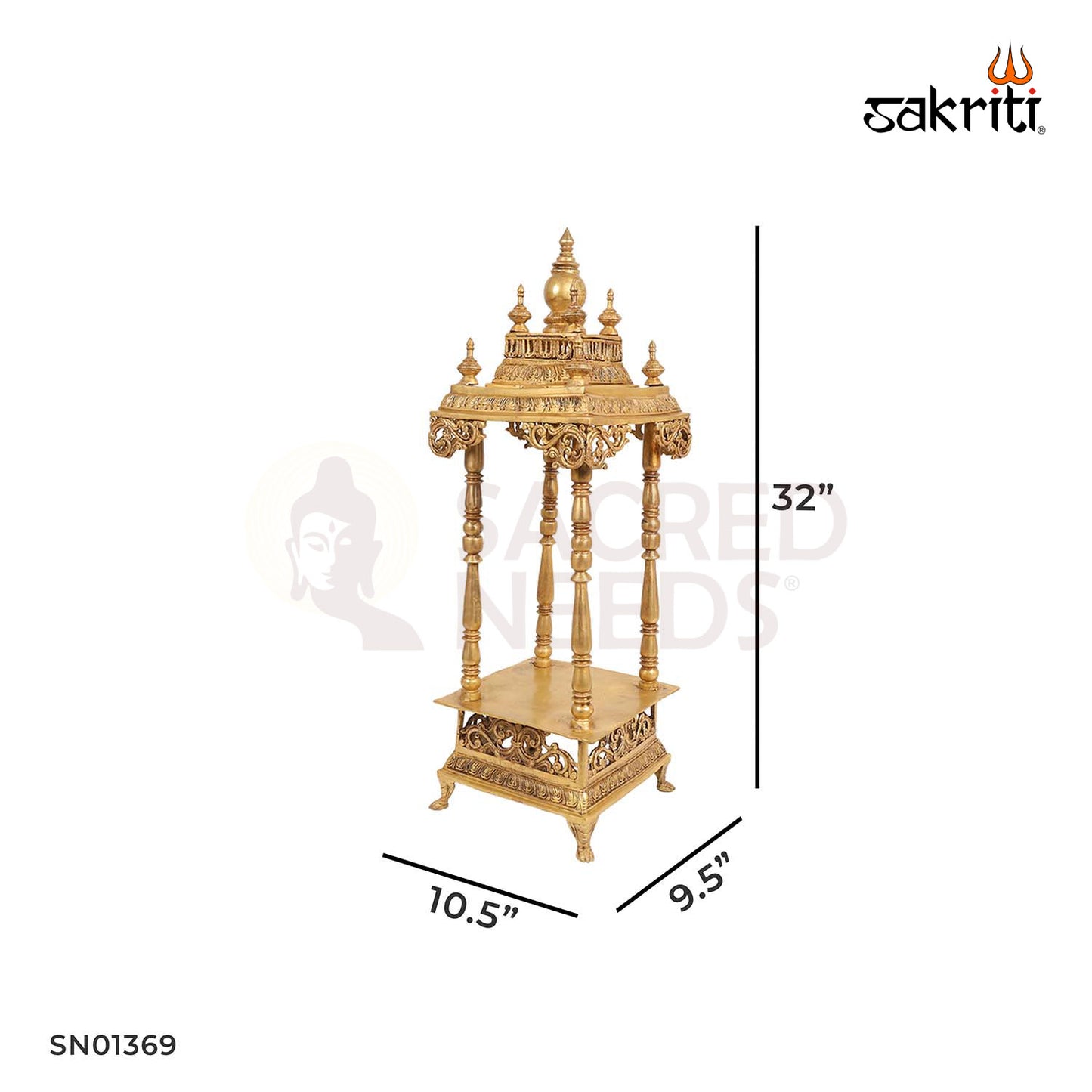 Brass Puja Temple / Mandir for Home – 32 Inch Spiritual Setup
