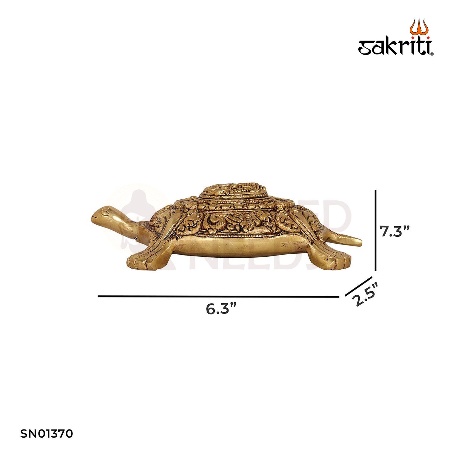 Brass Ganesha on Tortoise Base – 7.3 Inch Vastu Idol
