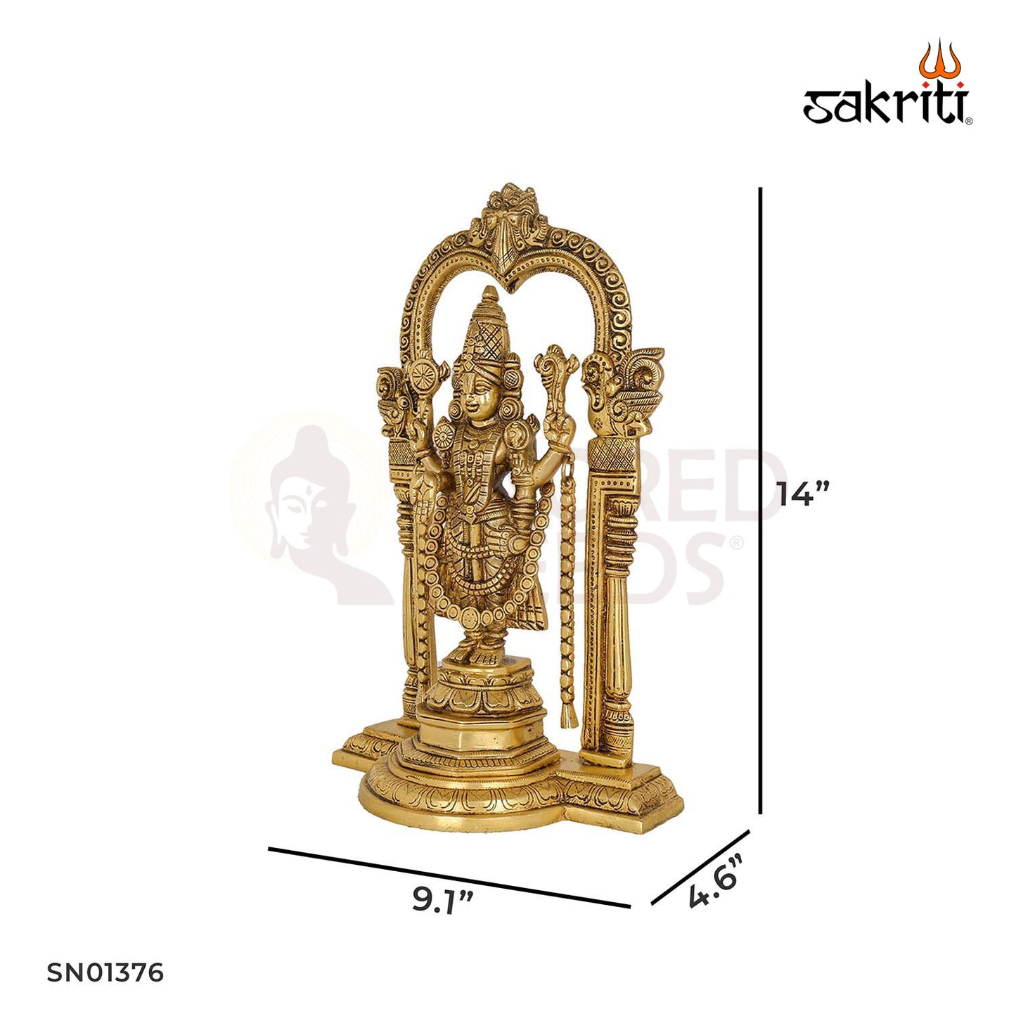 Brass Balaji with Arch – 14 Inch Lord Venkateswara Idol