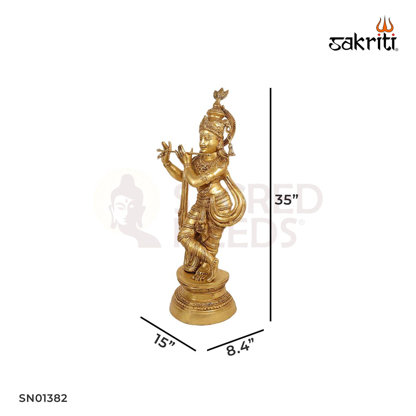 Brass Krishna with Flute – 35 Inch Standing Venugopal Idol