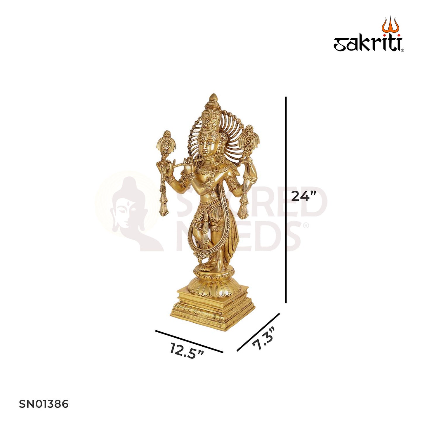 BRASS KRISHNA WITH SHANKH CHAKRA