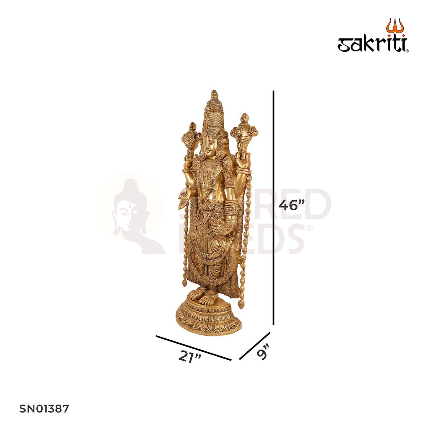 Brass Tirupati Balaji Idol – 46 Inch Lord Venkateswara Statue