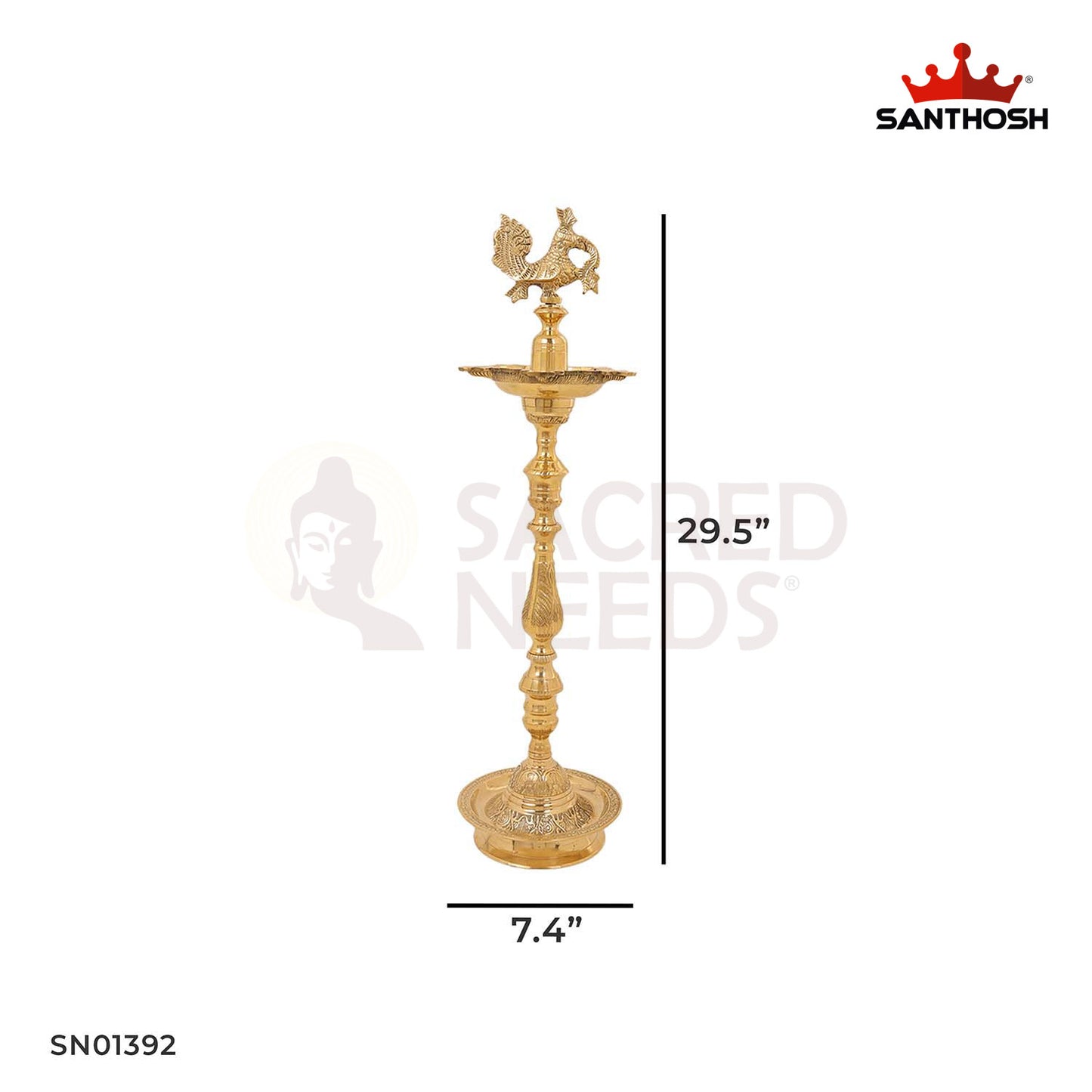 Brass Nagas Kuthu Vilakku – 29.5 Inch South Indian Oil Lamp