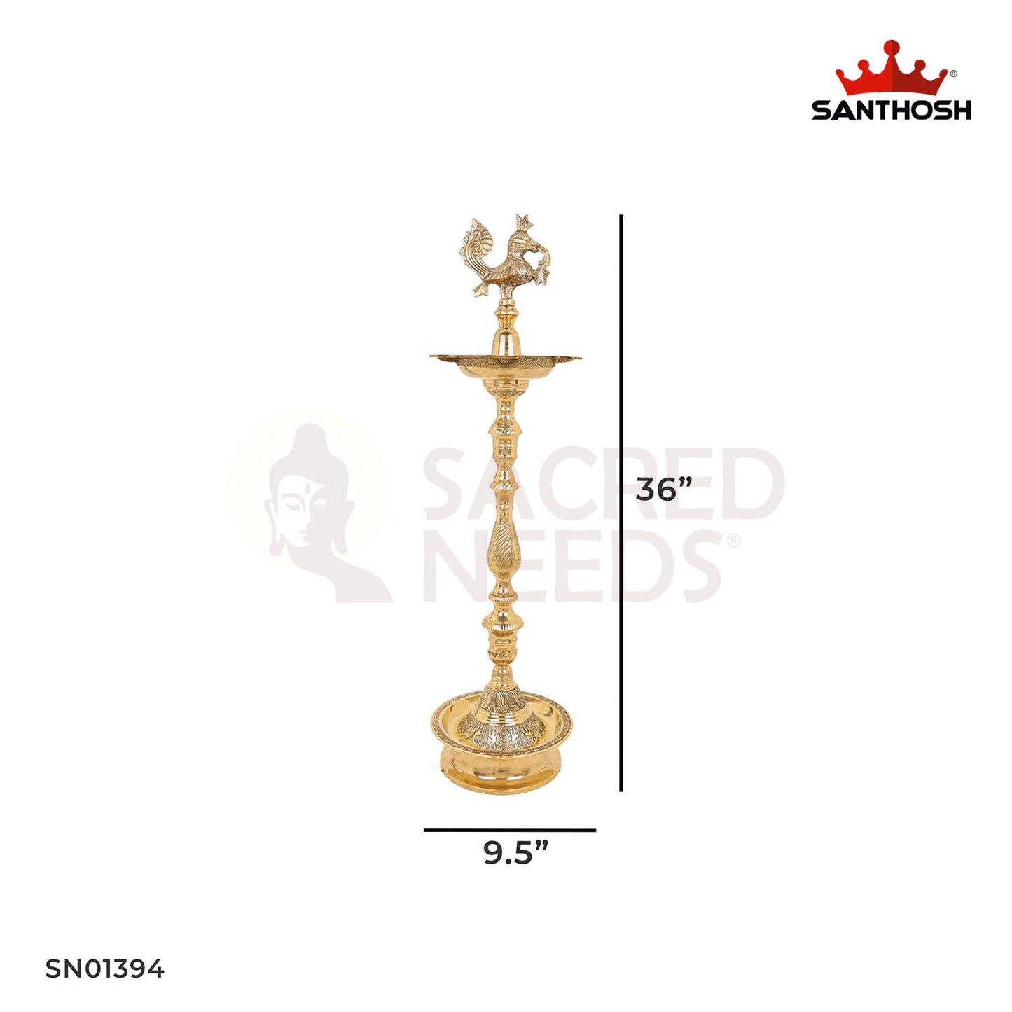 Brass Nagas Kuthu Vilakku – 36 Inch Festival Lamp for Puja
