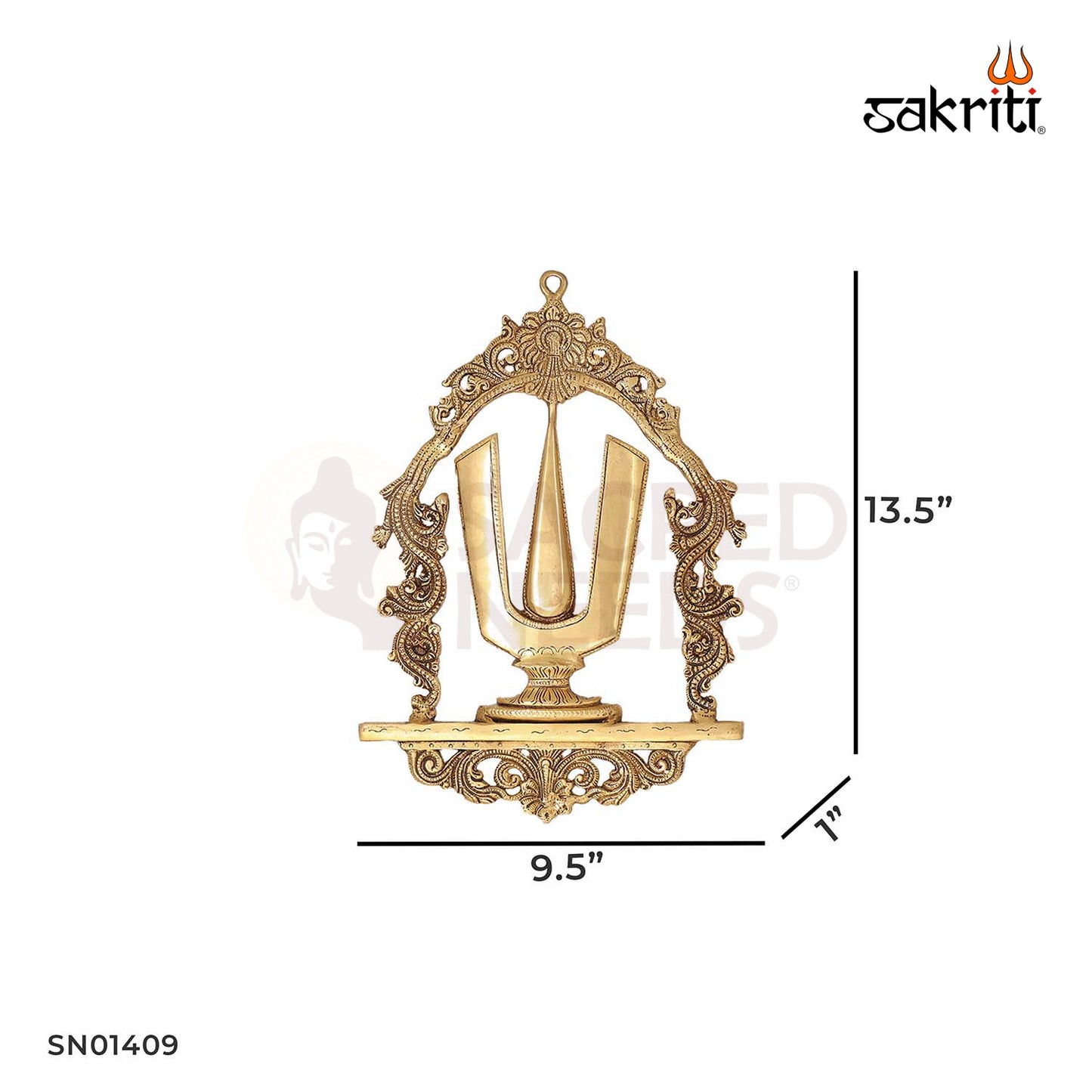 BRASS SHANKH CHAKRA NAMAM WALL HANGING PLATE SET