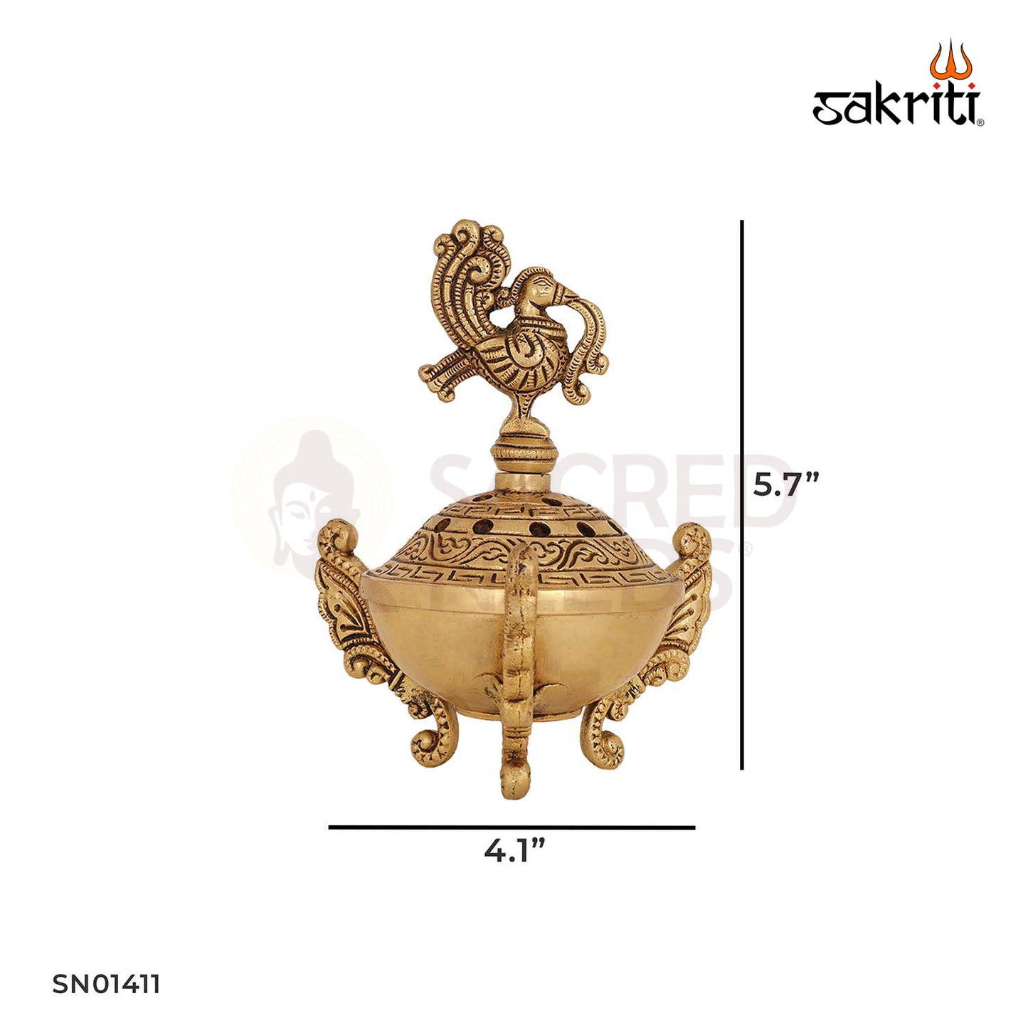 Brass Annam Dhoop Dani – 5.7 Inch Incense Holder for Puja