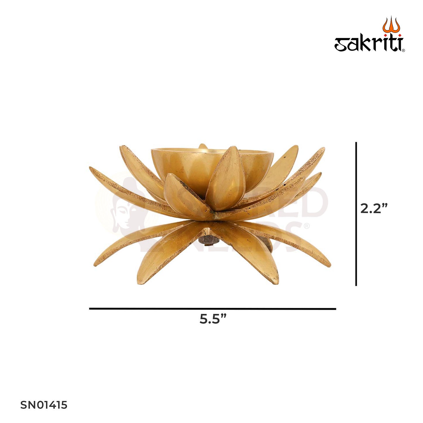 Brass Lotus Deepam – 2.2 Inch Brass Oil Lamp for Aarti