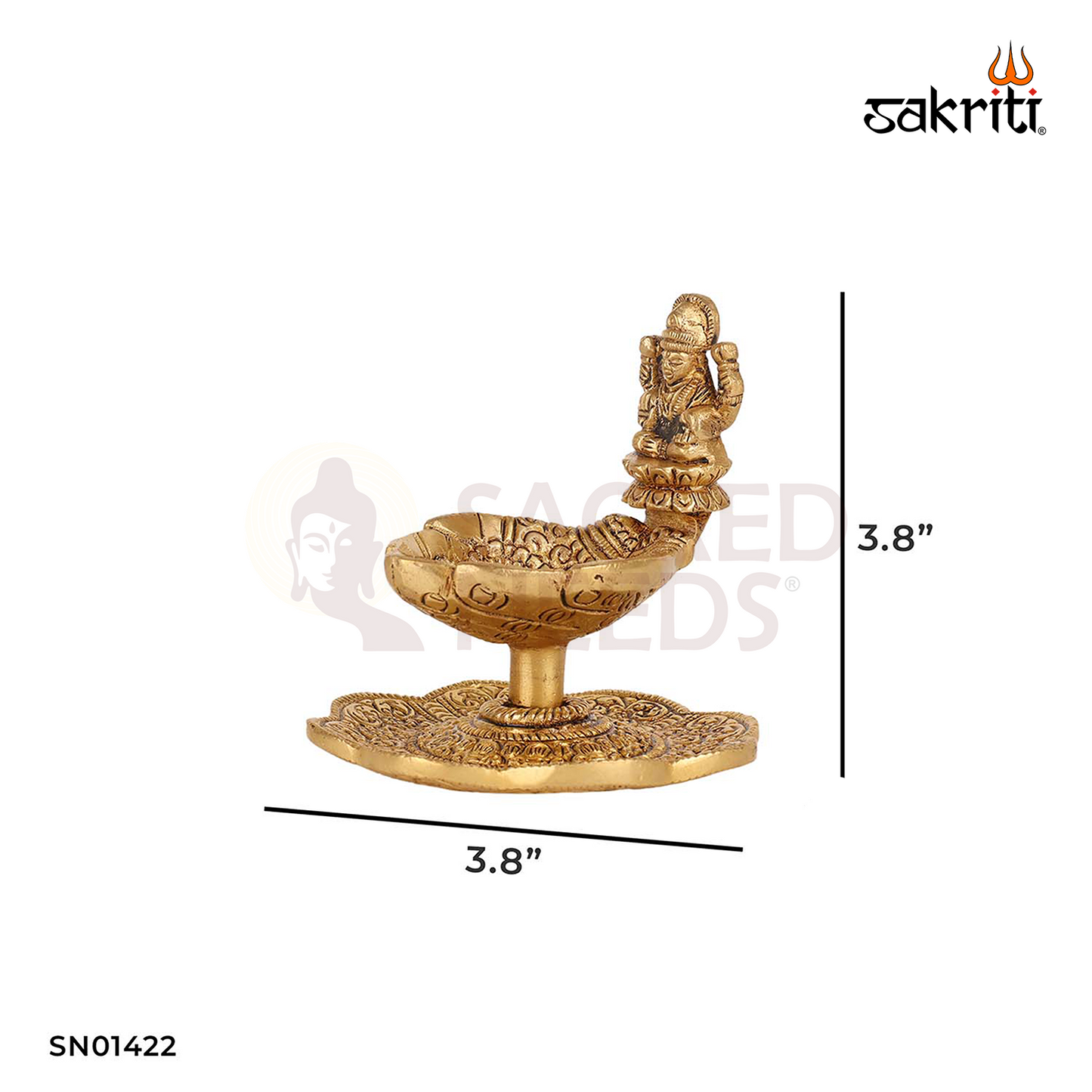 Brass Lakshmi Deepam with Base – 3.8 Inch Diya for Diwali