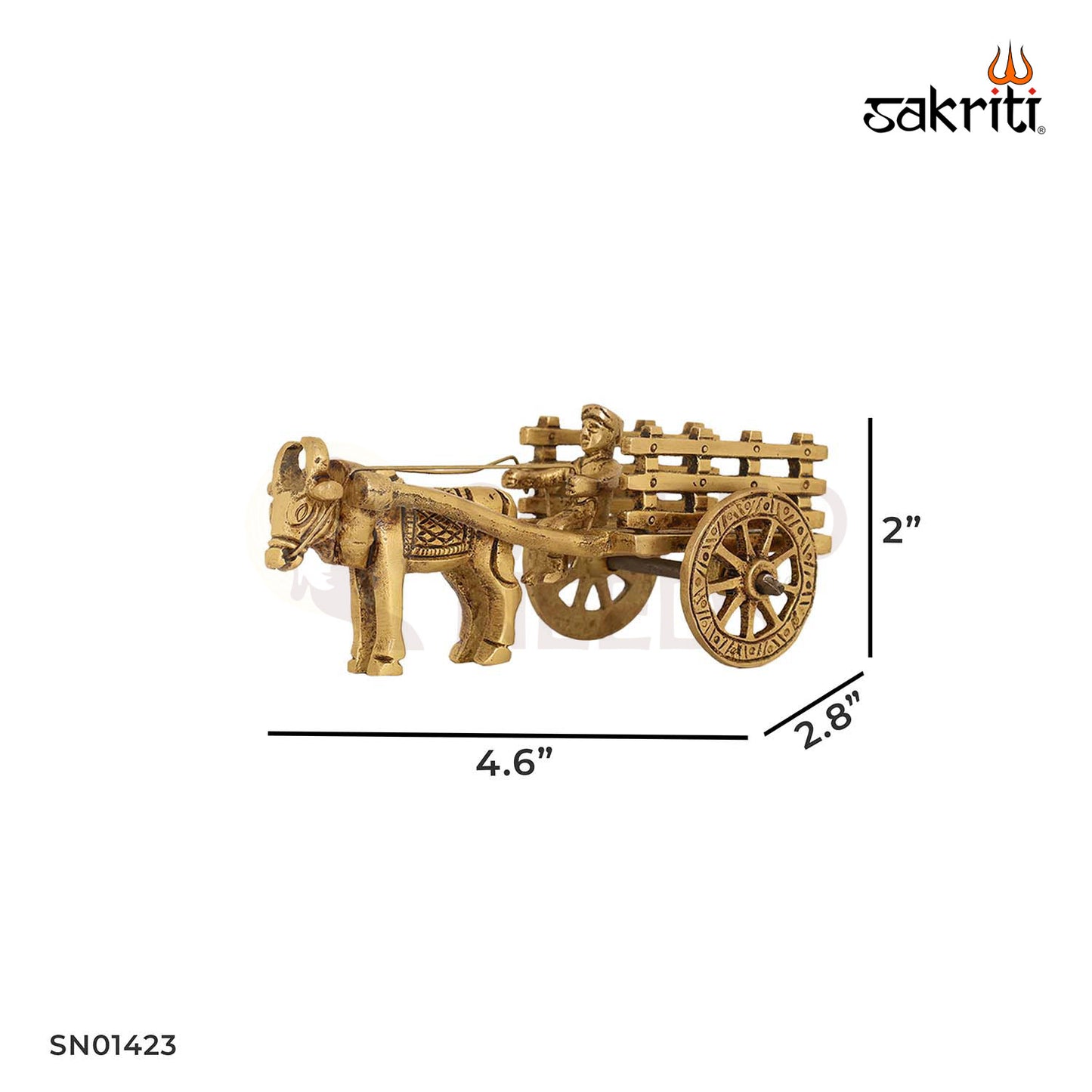 Brass Single Bullcart Figurine – 2 Inch Rural Village Decor