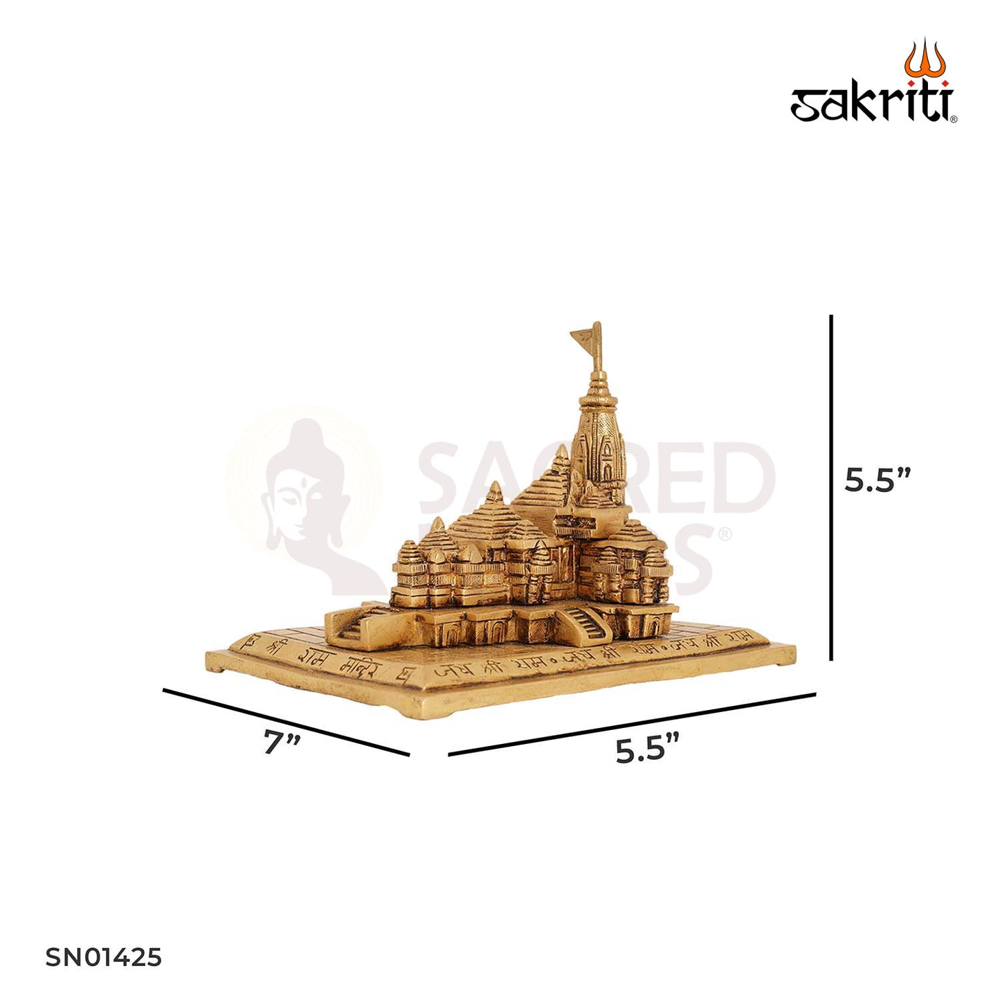 Brass Ram Mandir Idol – 5.5 Inch Temple Decor for Puja Room