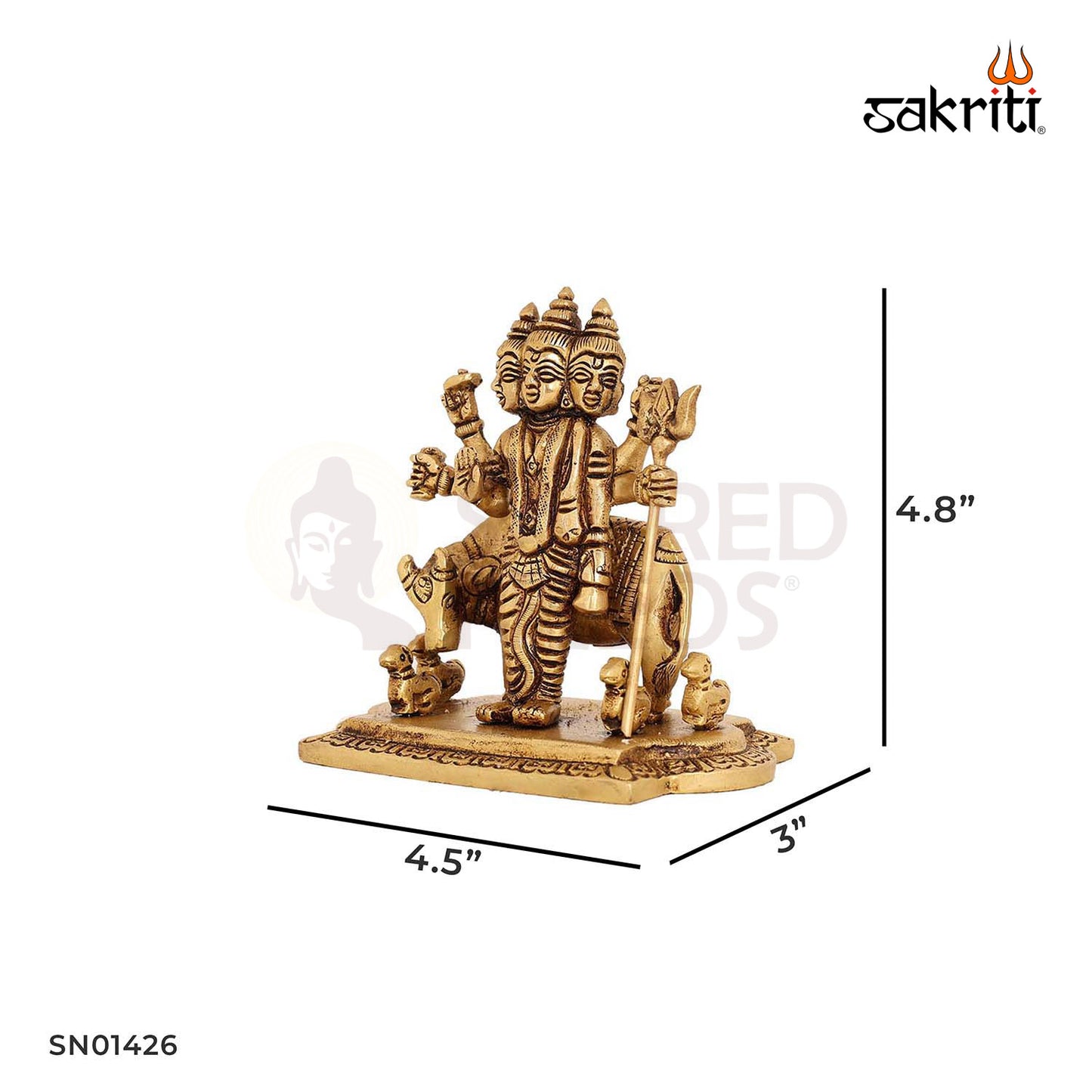 Brass Lord Dattatreya – 4.8 Inch Trimurti Idol for Home