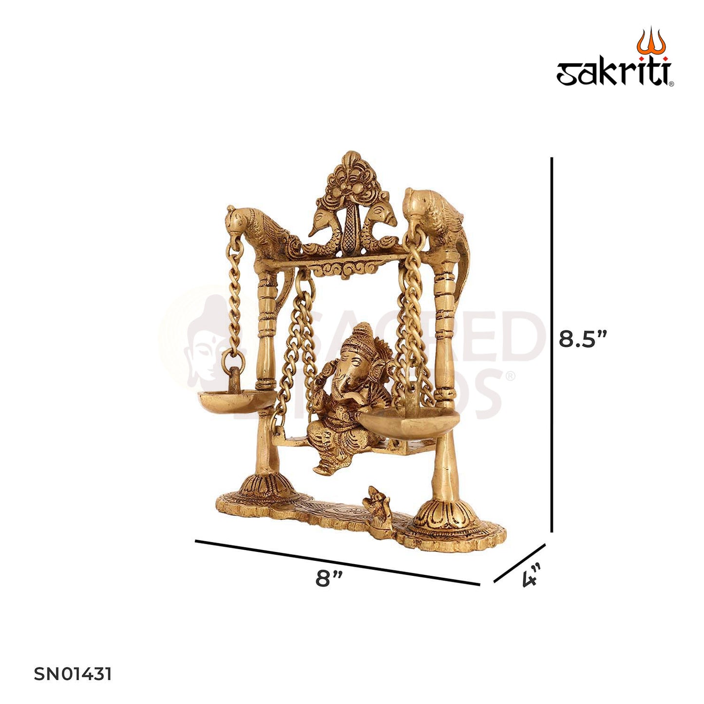 Ganesha Jhula with Hanging Lamp – 8.5 Inch Swing & Deepam Decor