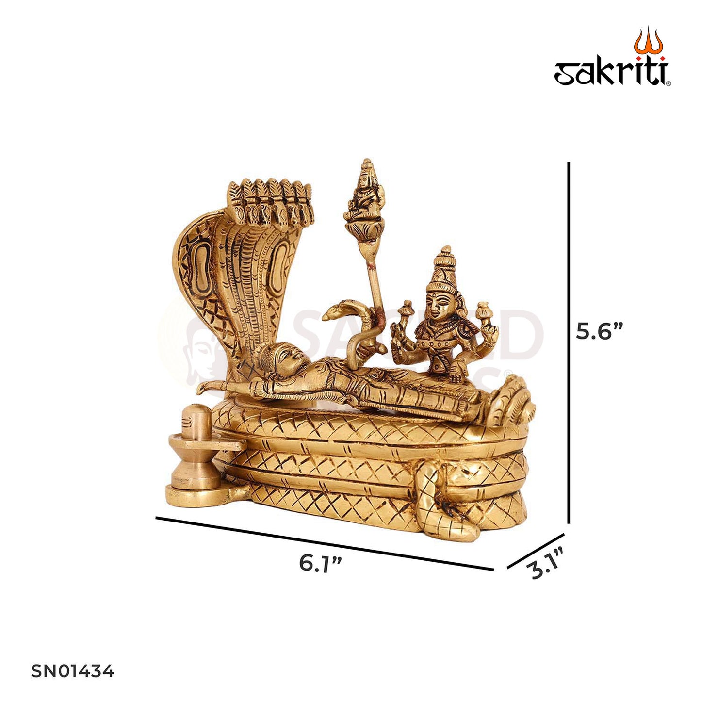 Brass Vishnu Lakshmi Idol – 5.6 Inch Divine Couple for Mandir