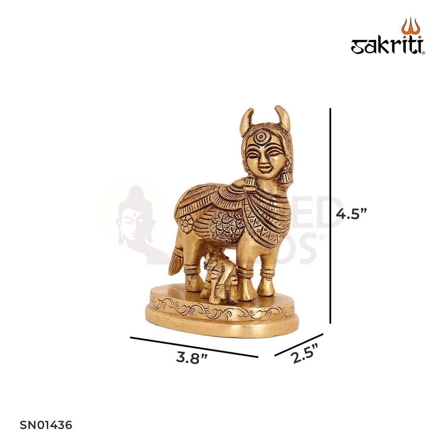 Brass Kamadhenu Cow Idol – 4.5 Inch Prosperity Symbol for Puja