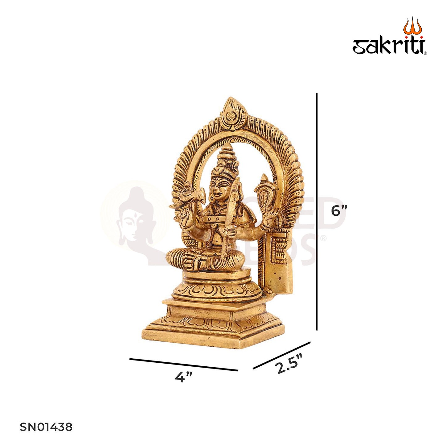 Brass Kamakshi Amman with Arch – 6 Inch Devi Idol for Temple
