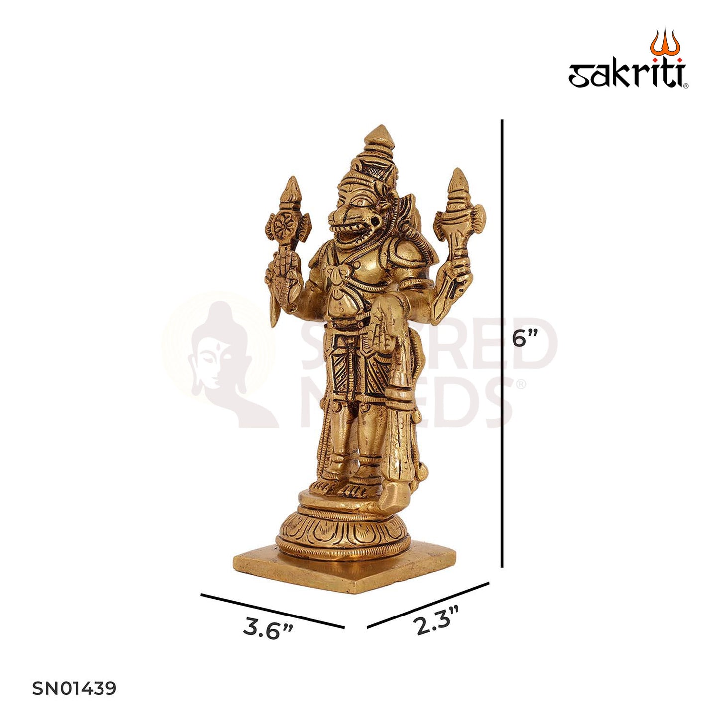 Brass Narsimha Avatar Idol – 6 Inch Fierce God Sculpture