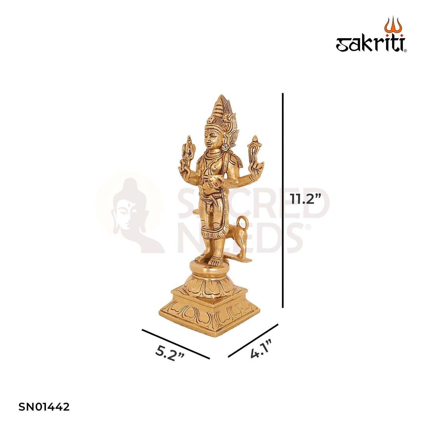 Brass Bhairavar – 11.8 Inch Protector Deity for Home