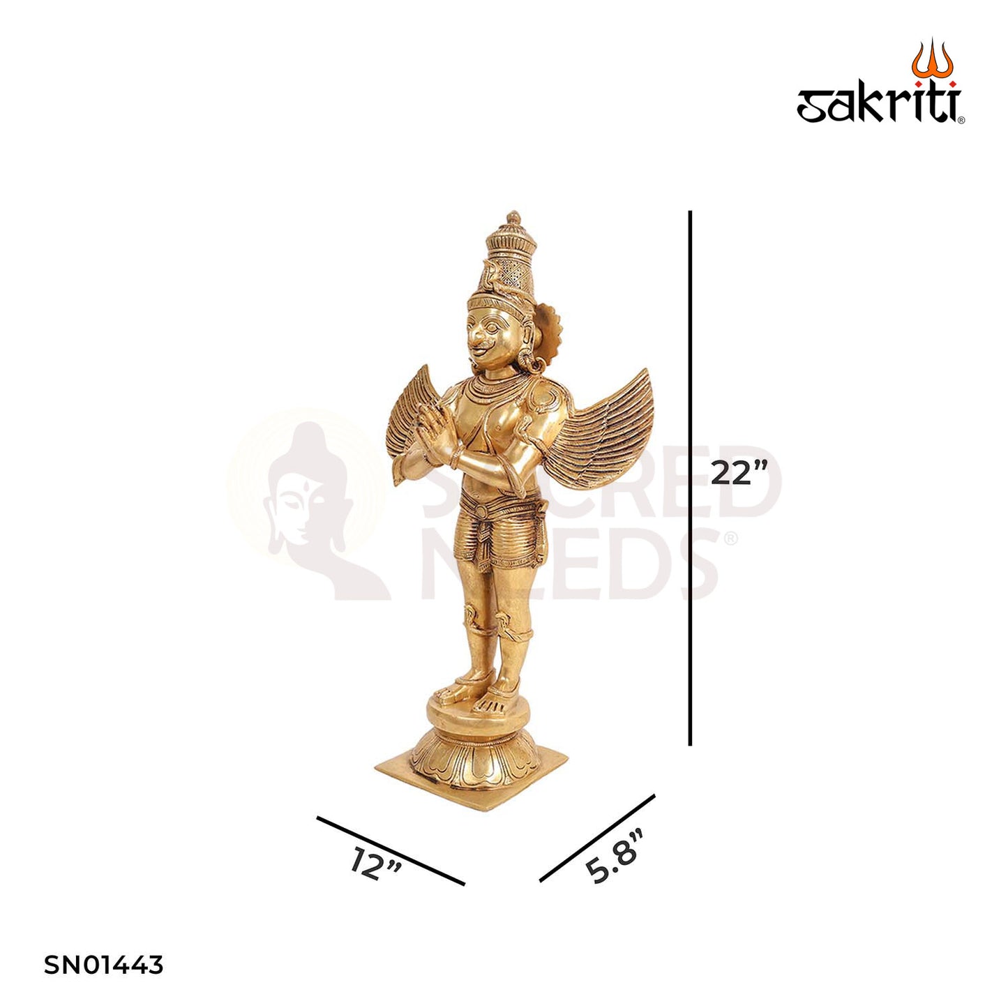 Brass Garuda with Open Wings – 22 Inch Vahana of Vishnu