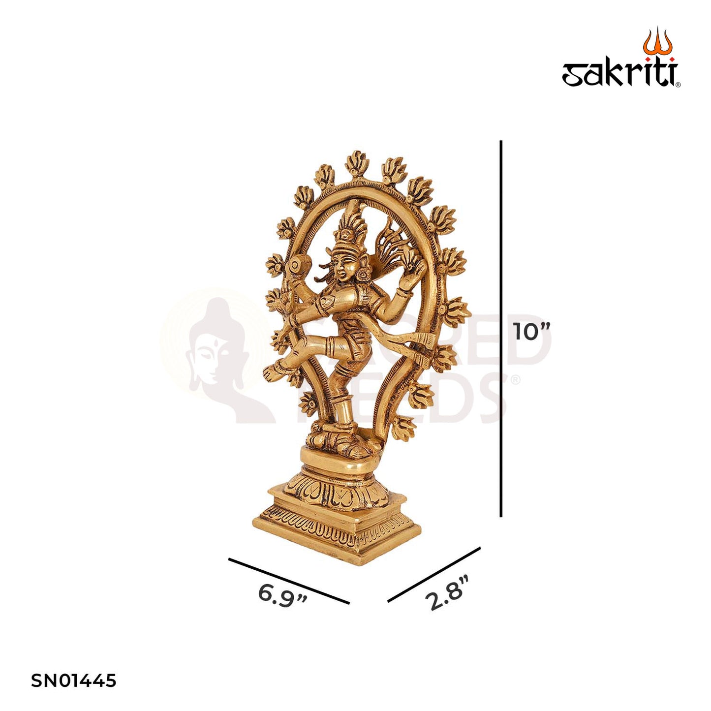 Brass Natarajar Statue – 10 Inch Cosmic Dance of Shiva
