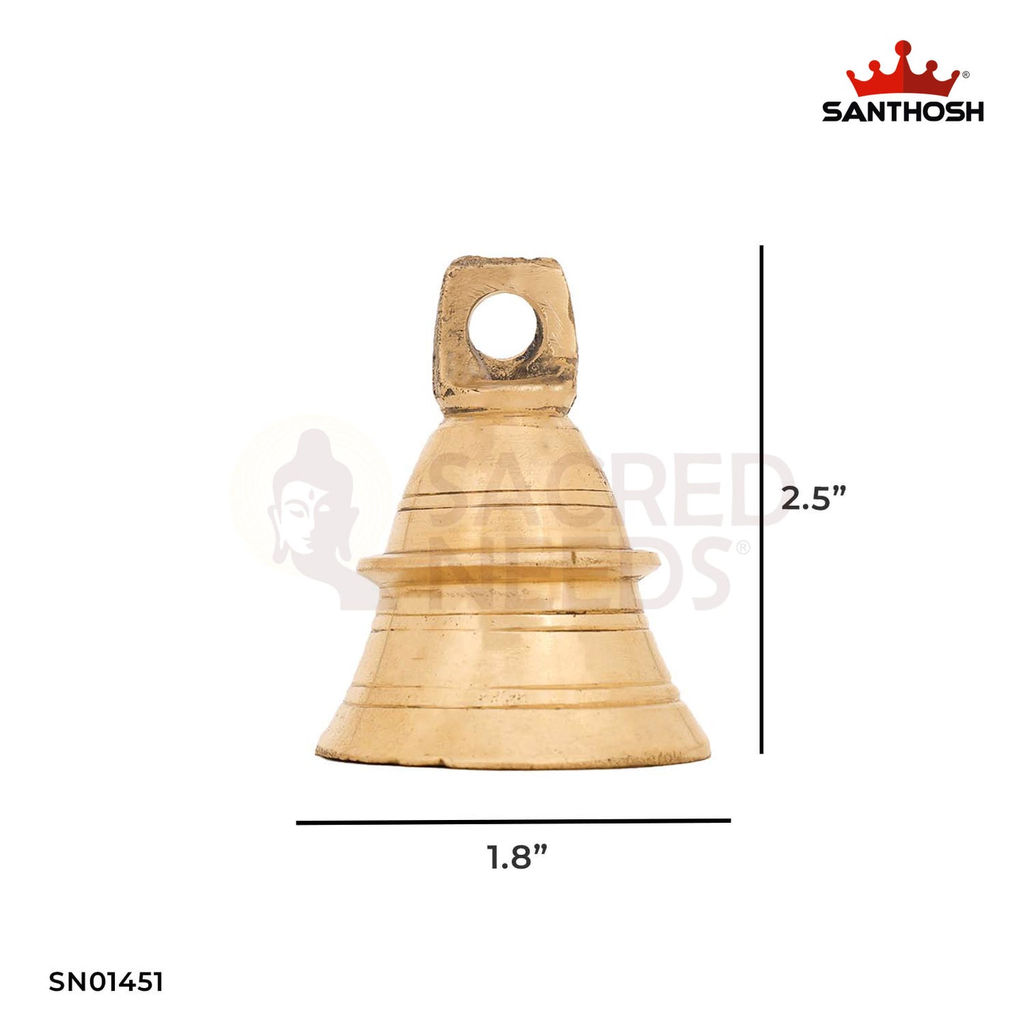 Brass Hanging Bell – 2.5 Inch Home Temple Accessory