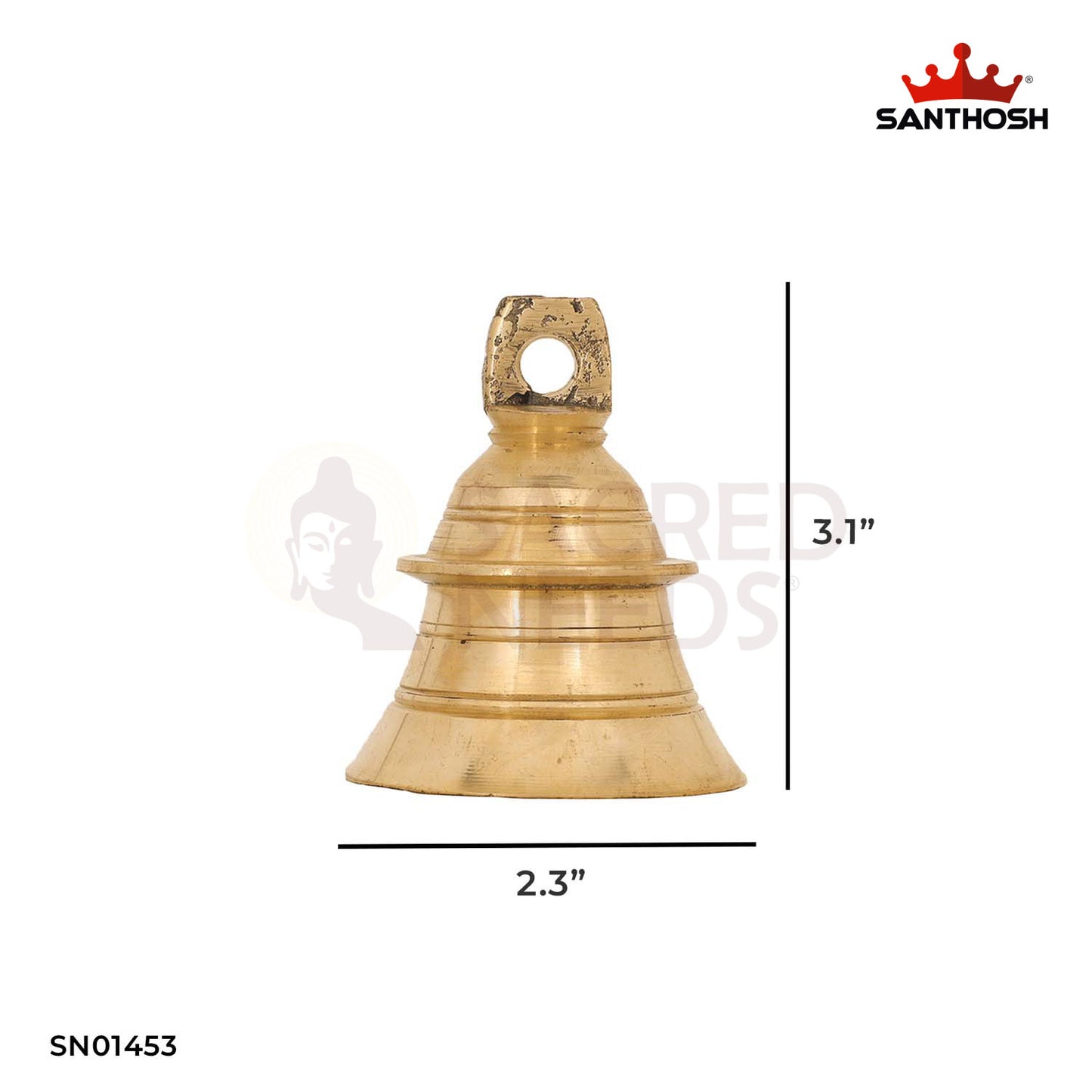 Brass Hanging Bell – 3.1 Inch Prayer Room Accessory