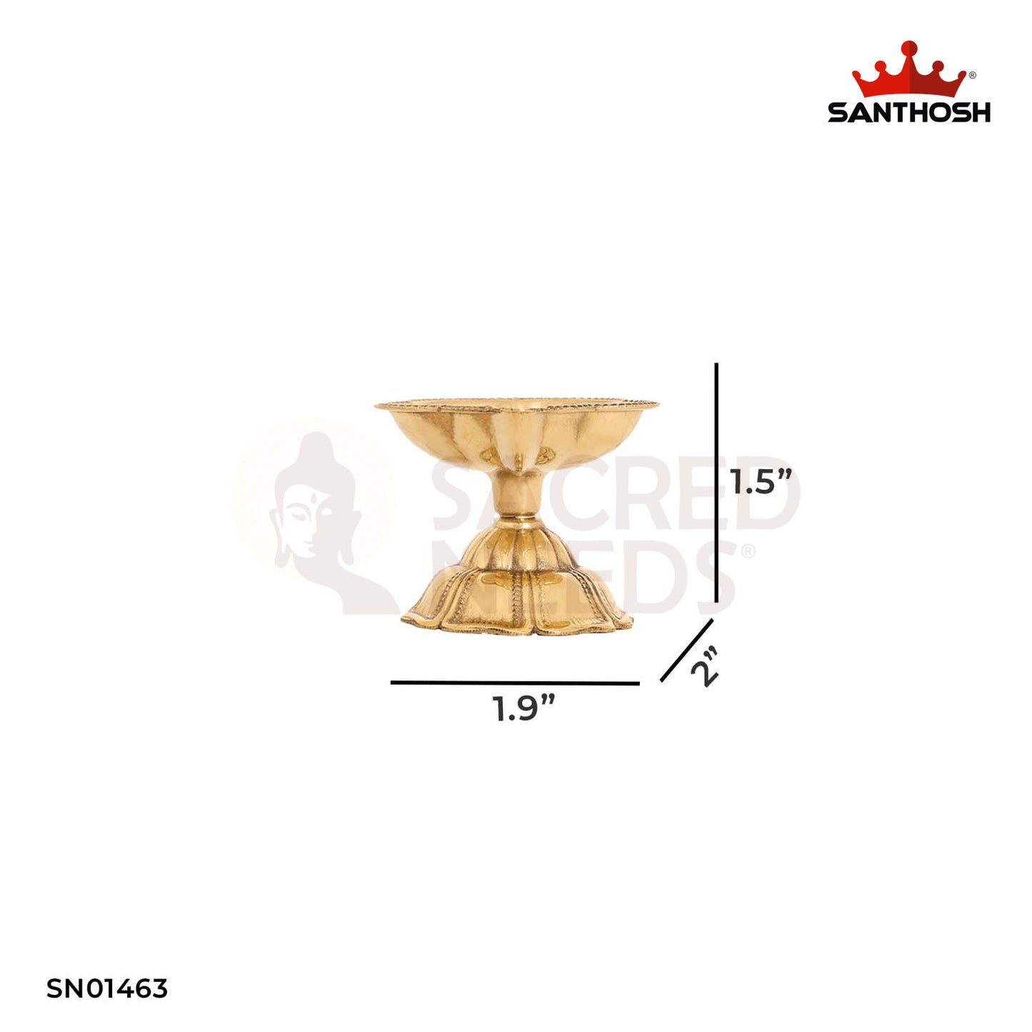 Brass ICC Padham Agal Special – 1.5 Inch Oil Diya for Spiritual Rituals