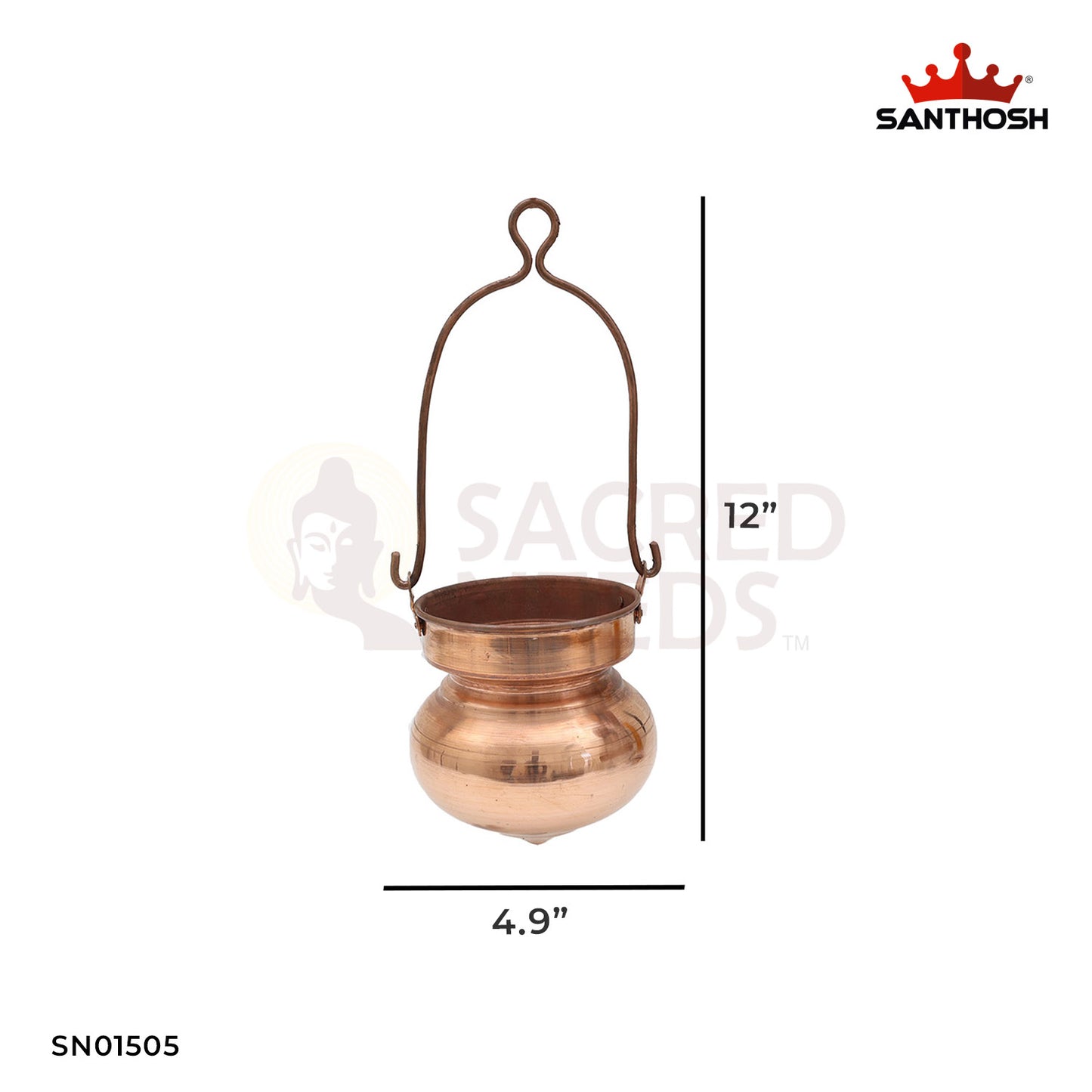 Copper Dhara Pathram – 12 Inch Holy Water Container for Abhishekam